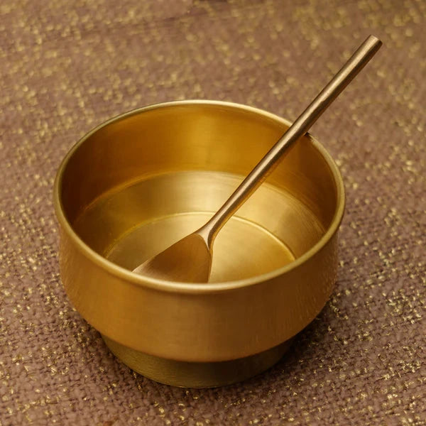 Ambi Gift Box Pure Brass Dessert/ Icecream Bowl (with spoon) - Set of 2