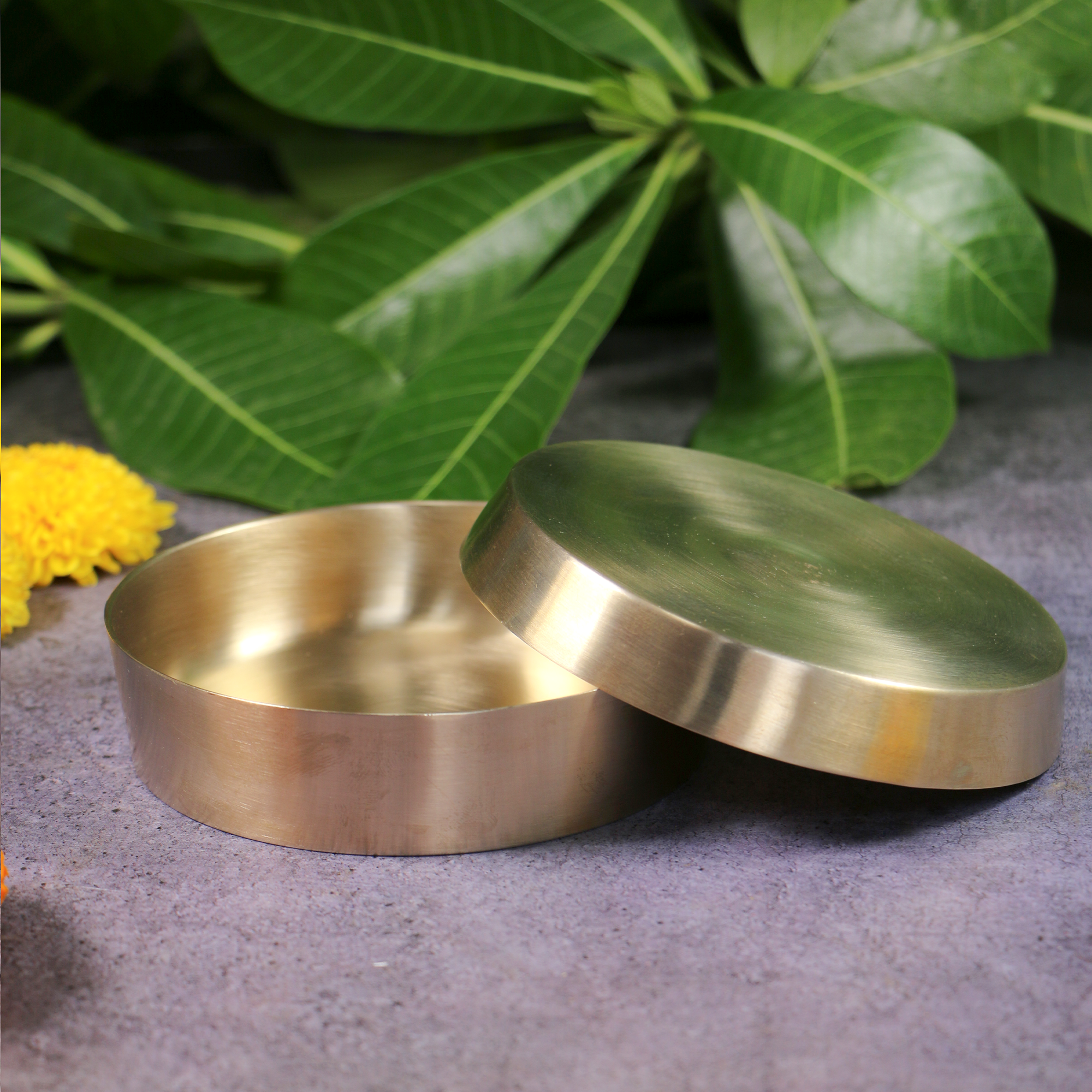 Ambi 100% Pure Lead Free Kansa Almond Soaking Box with Top Cover Lid - Medium