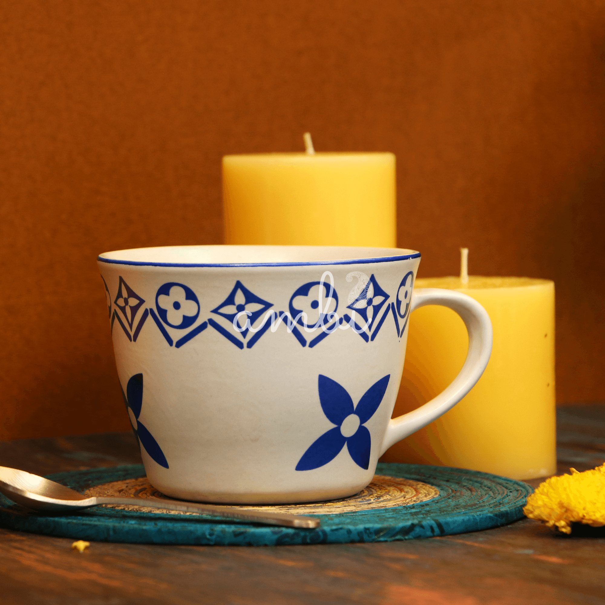 Handmade Ceramic Matte-Finish White Soup mug 500 ML