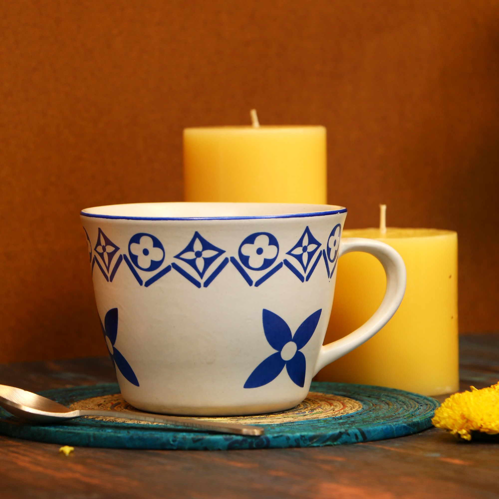 Handmade Ceramic Matte-Finish White Soup mug 500 ML
