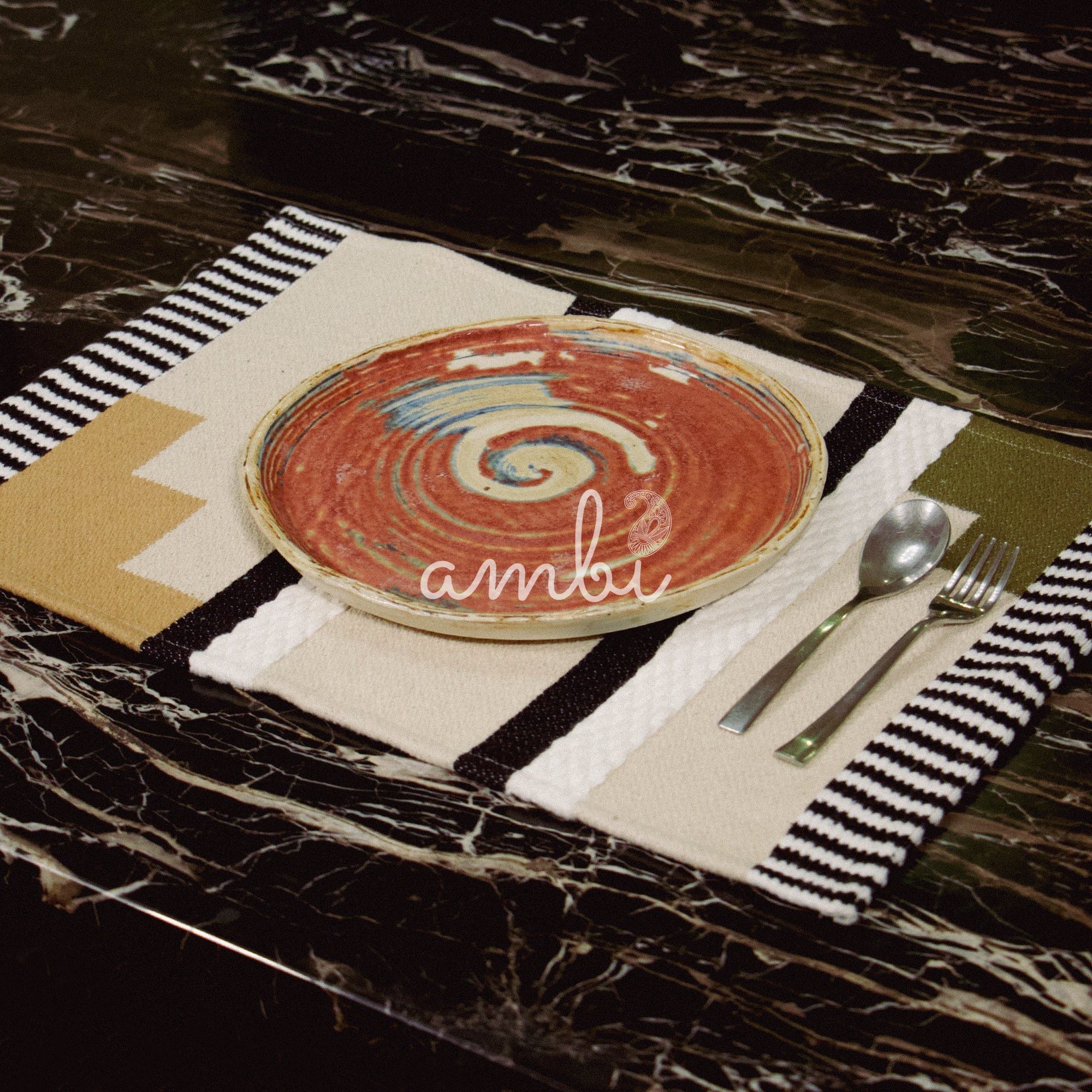 2026 Collection - Hand Woven Cotton Place Mat Olive (Set of 2)