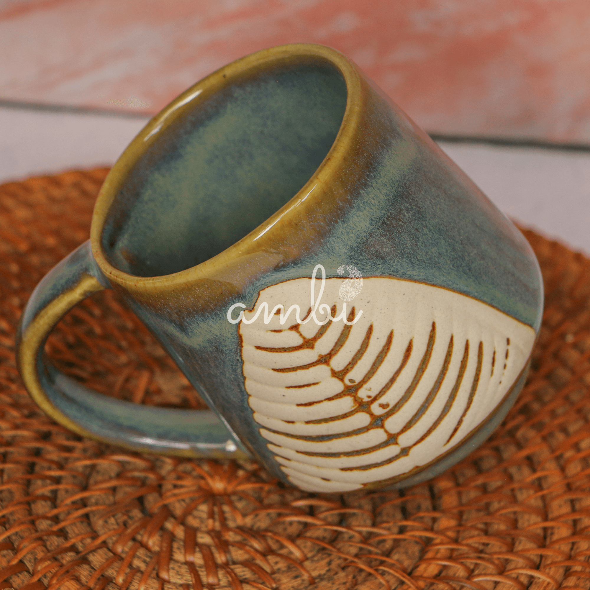 Leaf Style Coffee Mug Large 300 ml | Set of 2