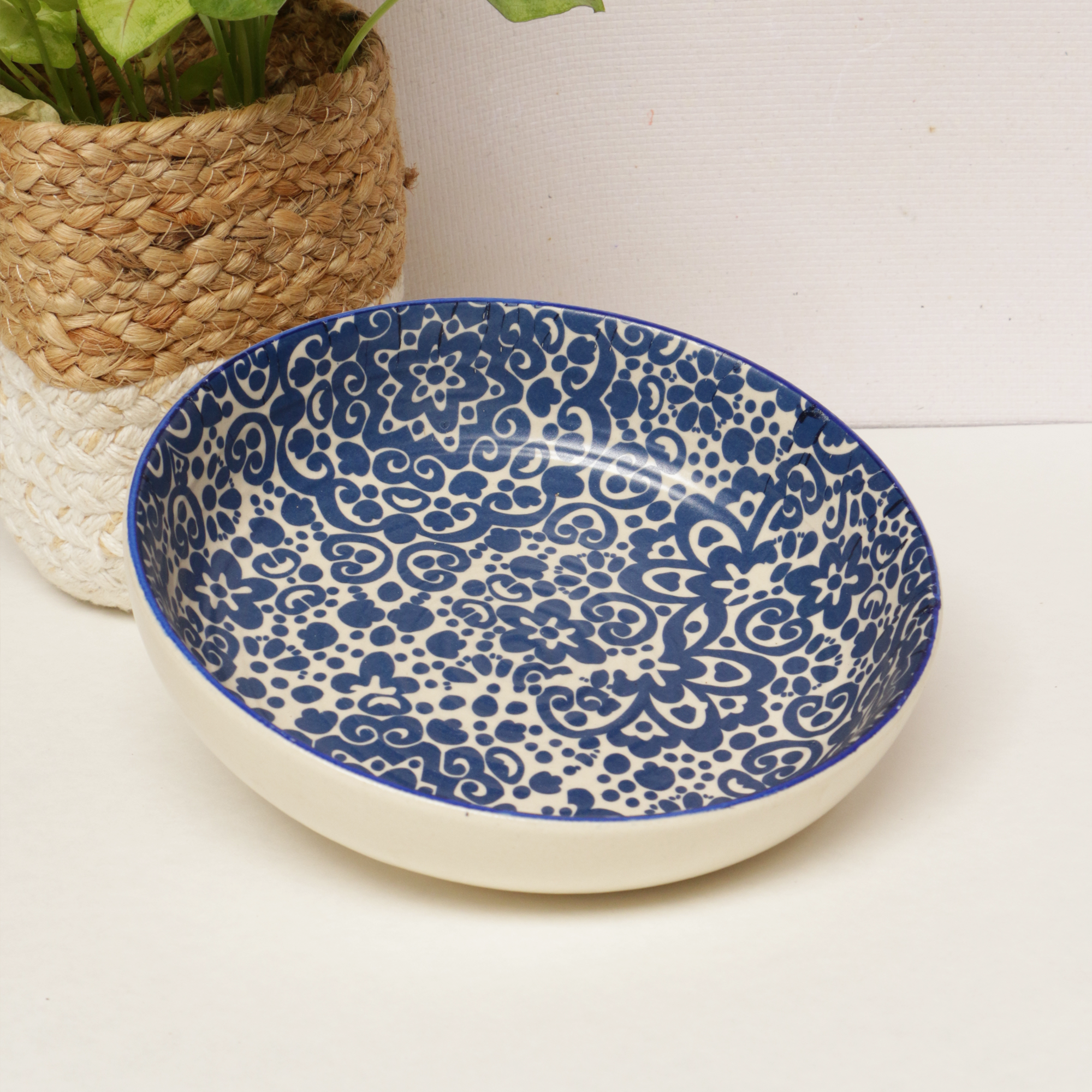 Ambi Blue Decal Flat Salad Bowl 7.5 inch