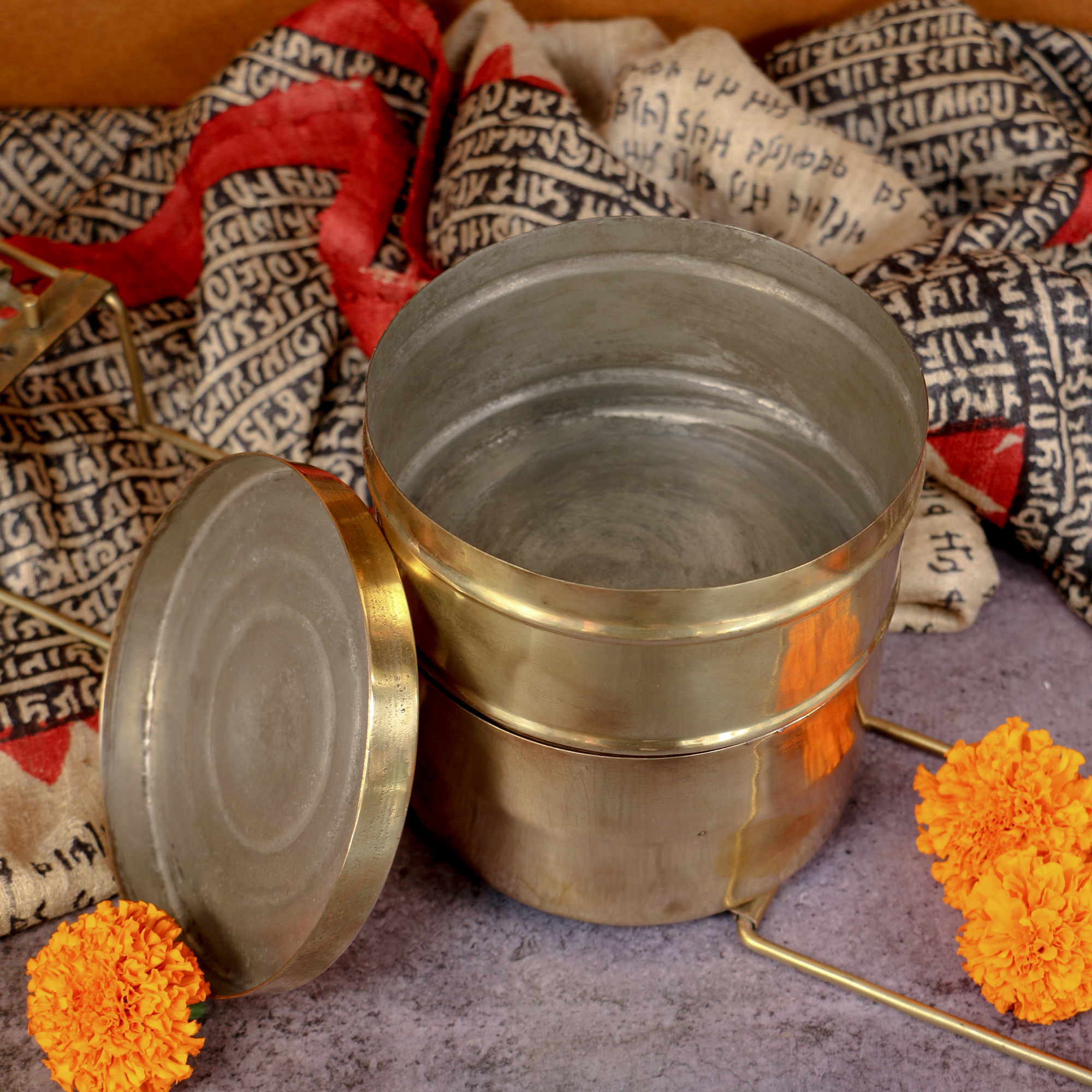 Ambi Vintage Pure Brass Unique Tiffin - Two Tier