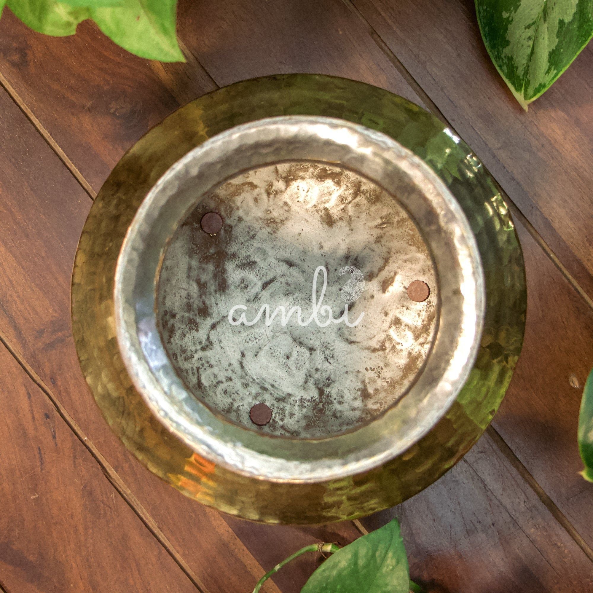 Vintage Brass Water Pot (Mataka) on Legs (Large)