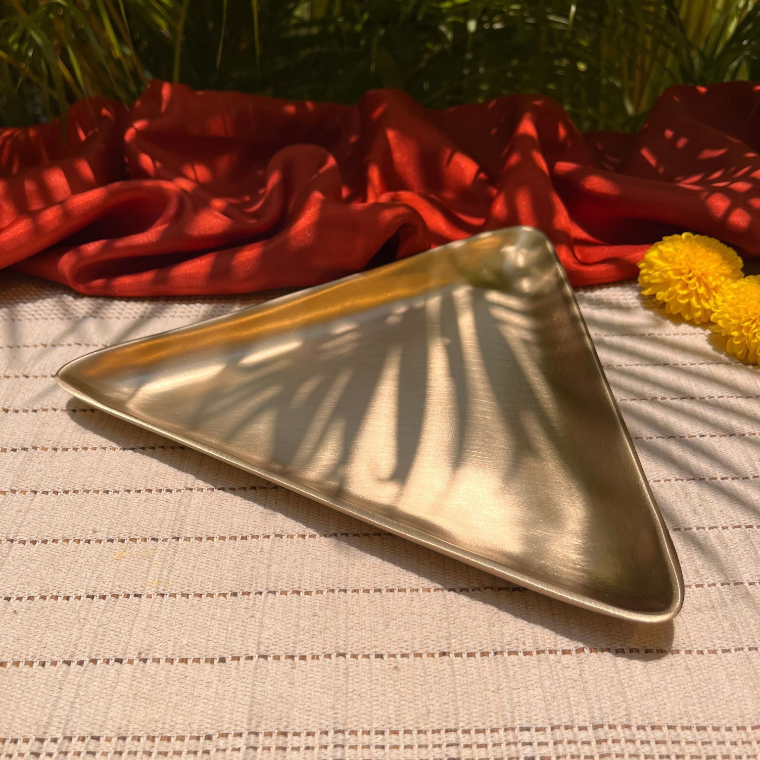 Ambi Pure Kansa Triangle Platter – Lead Free | Smooth Finish I Heavy Piece