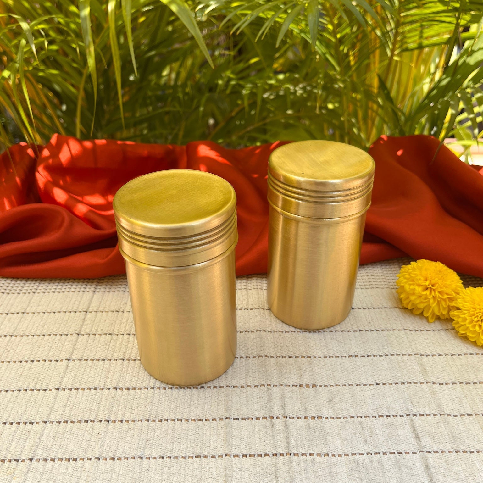 Pure Brass Storage Nut / Spice / Trinket Box Elegant Simple Plain Elegant Top Lid - 4.5 Inches