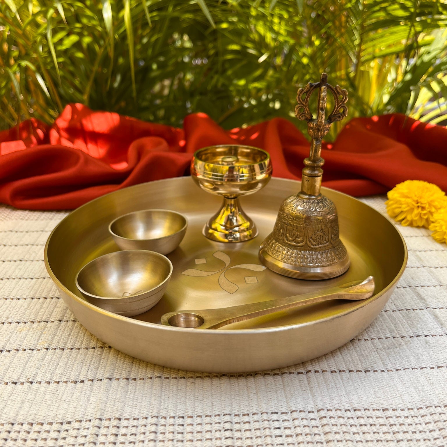 Ambi Suvarna Grace Pure Kansa Puja Thali Set – 6 Pieces