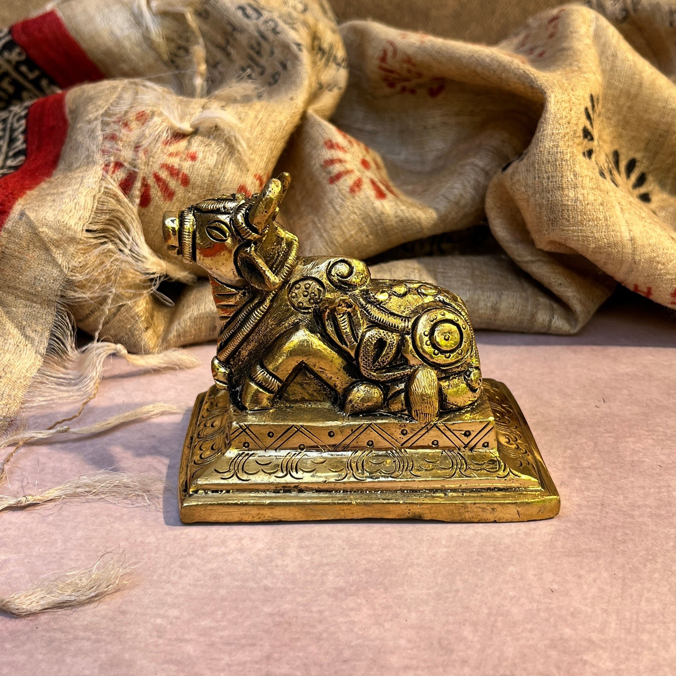 Ambi Pure Brass Nandi Maharaj Murti with Shiva & Nag Design- 710 Grams