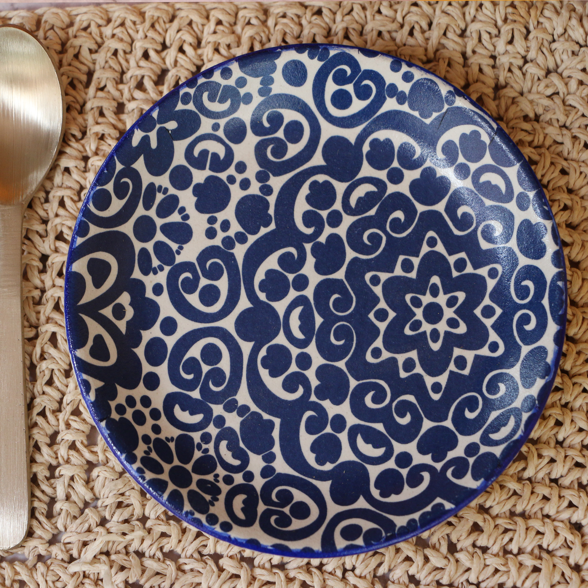 Ambi Stoneware Blue Decal Small Plate - 7 Inch