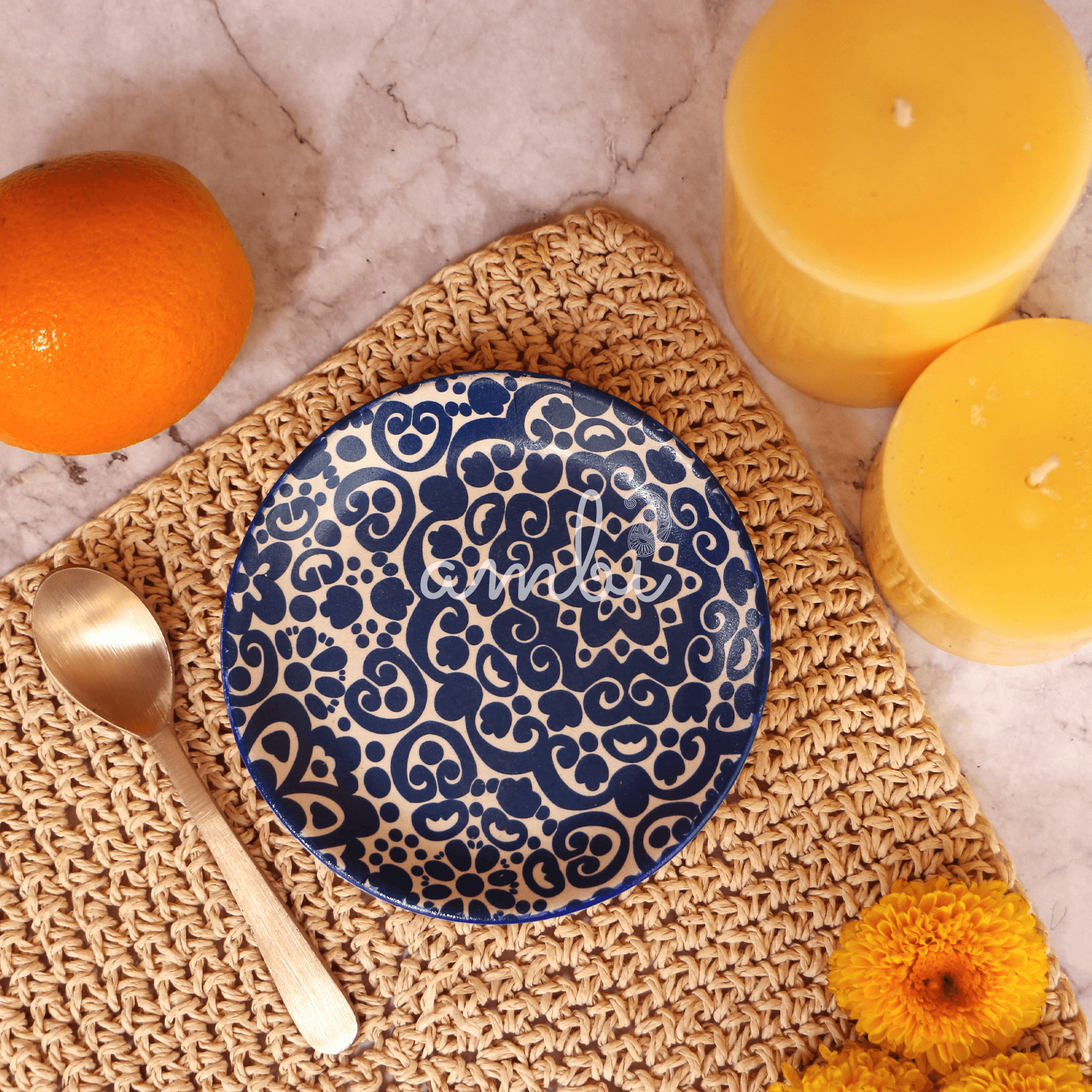 Ambi Stoneware Blue Decal Small Plate - 7 Inch