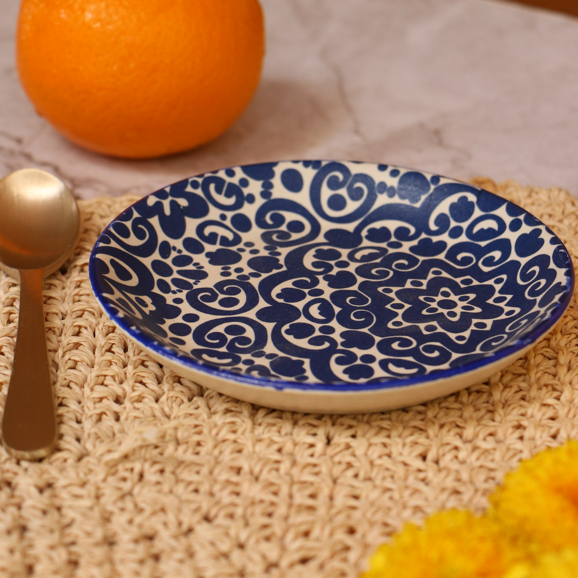 Ambi Stoneware Blue Decal Small Plate - 7 Inch