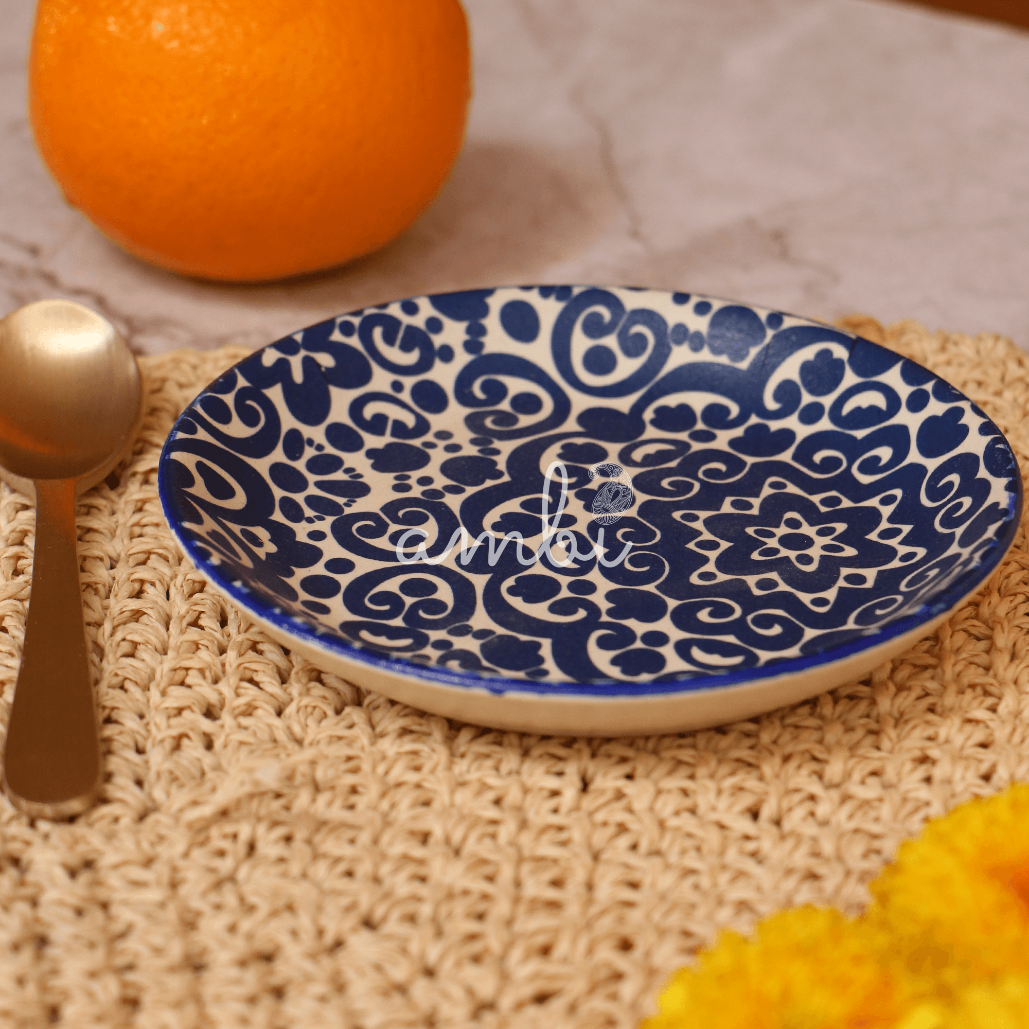 Ambi Stoneware Blue Decal Small Plate - 7 Inch