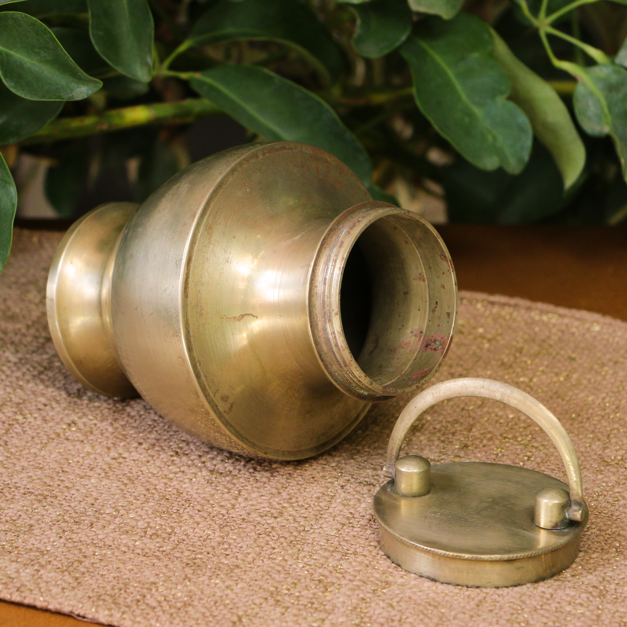 Vintage Handmade Brass Kamandal Ganga Jal Pot for Prayer