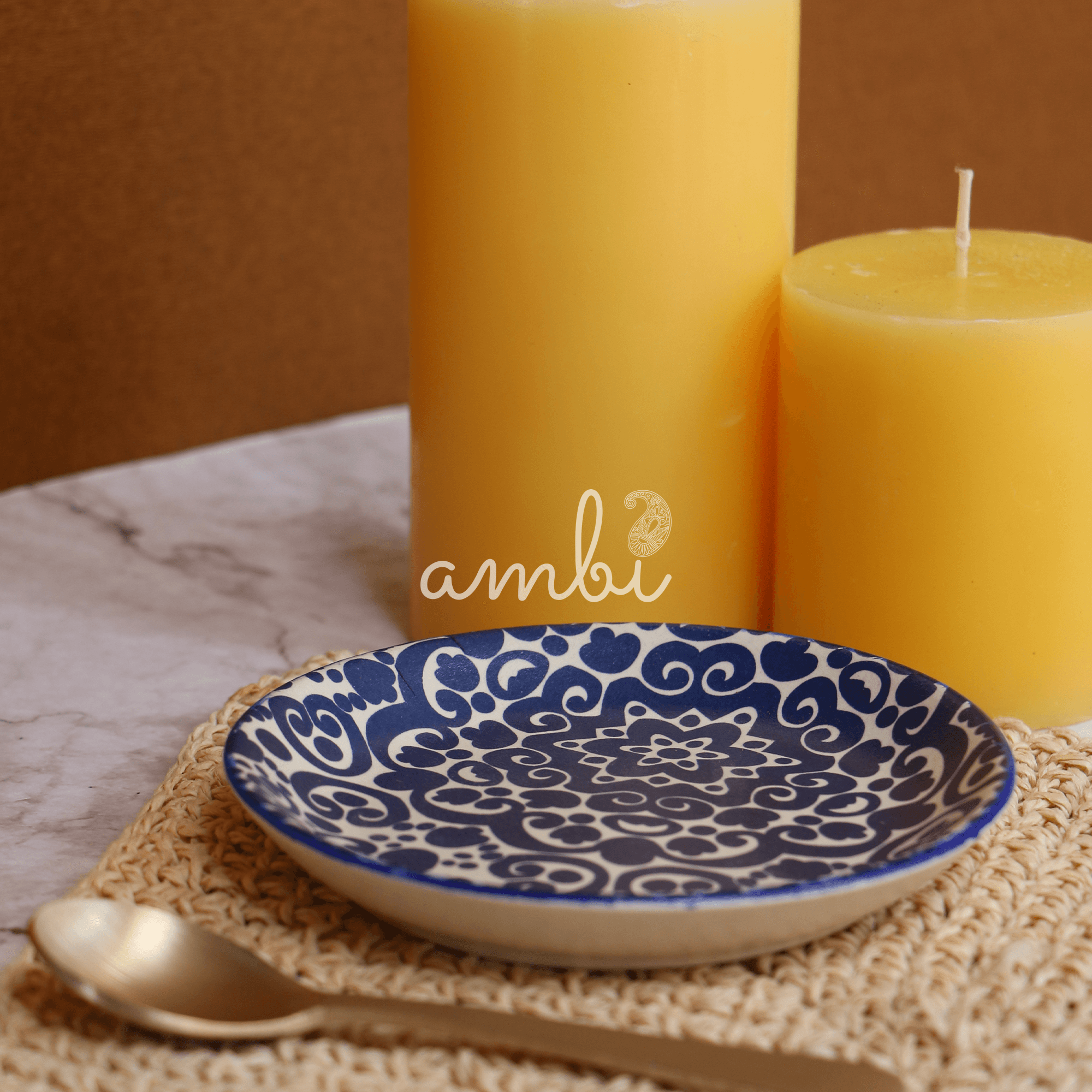 Ambi Stoneware Blue Decal Small Plate - 7 Inch