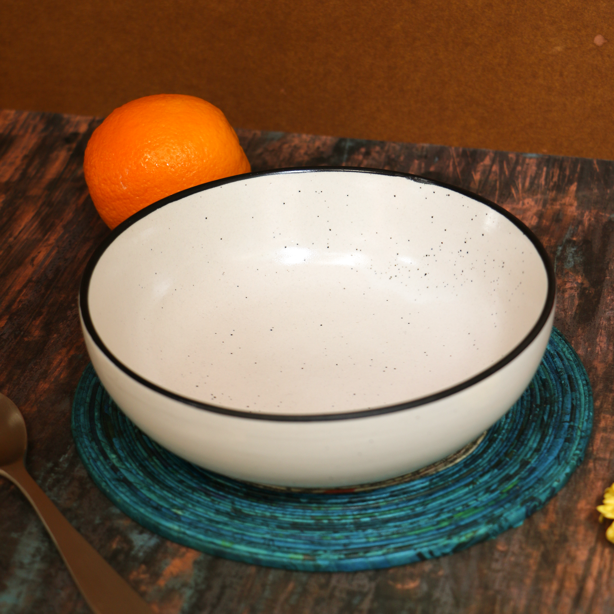 Ambi Studio Pottery Elegant Matte-Finish White Salad Bowl 7 inch