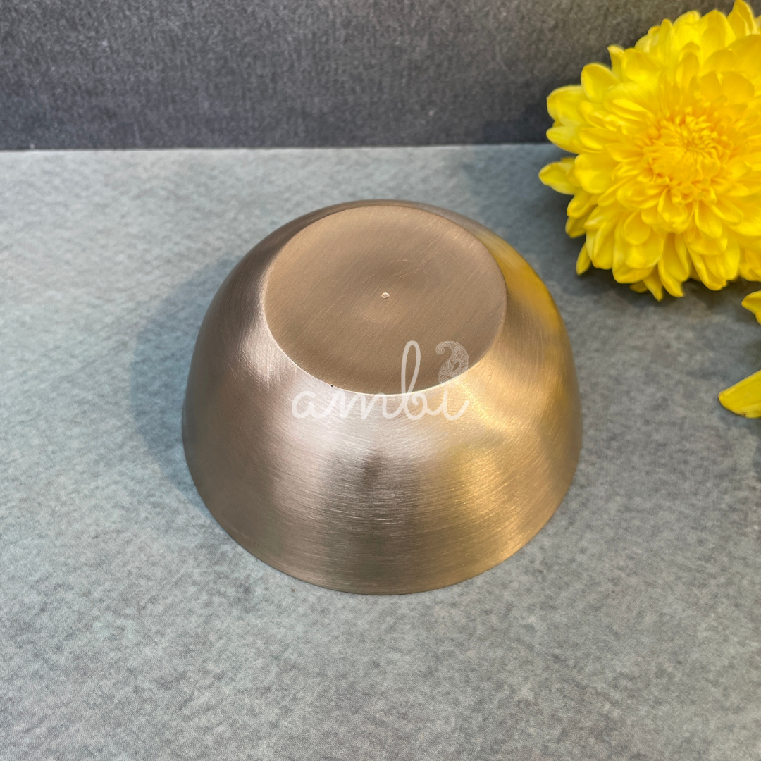 AMBI Lead Free 100% Pure Kansa Floral Hand Painted Finish Small Bowl - (Katori) 3 inch