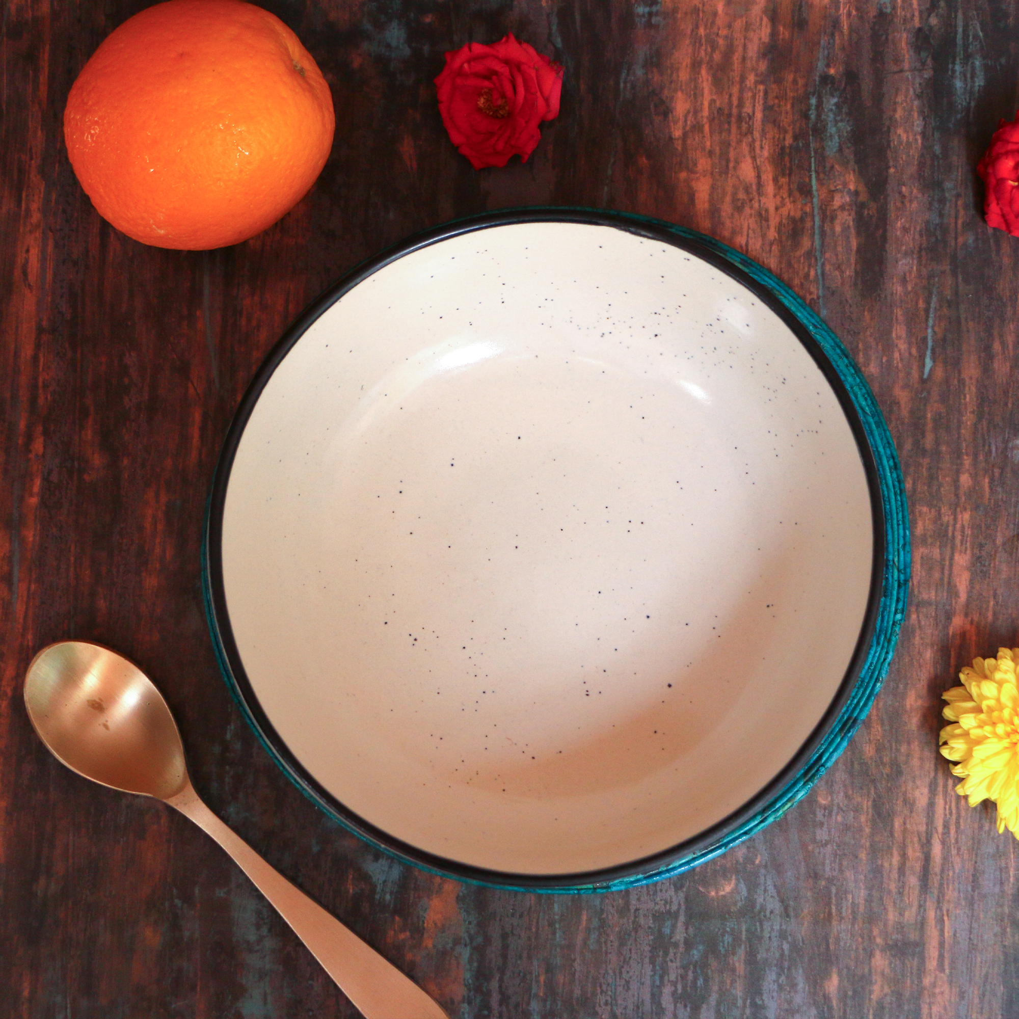 Ambi Studio Pottery Elegant Matte-Finish White Salad Bowl 7 inch