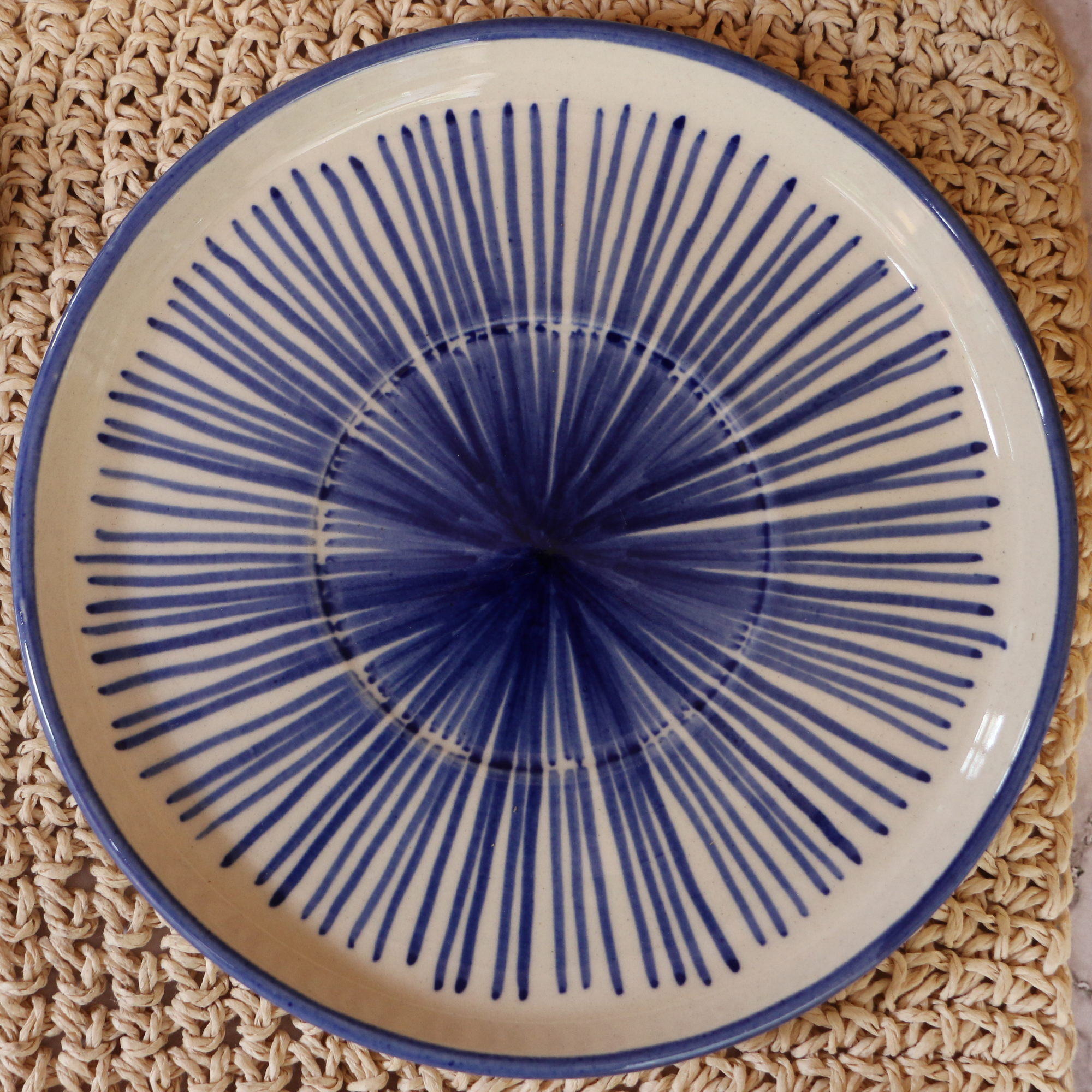 Ambi Stoneware Glazed Blue Decal Small Plate 6 inch - Set of 2