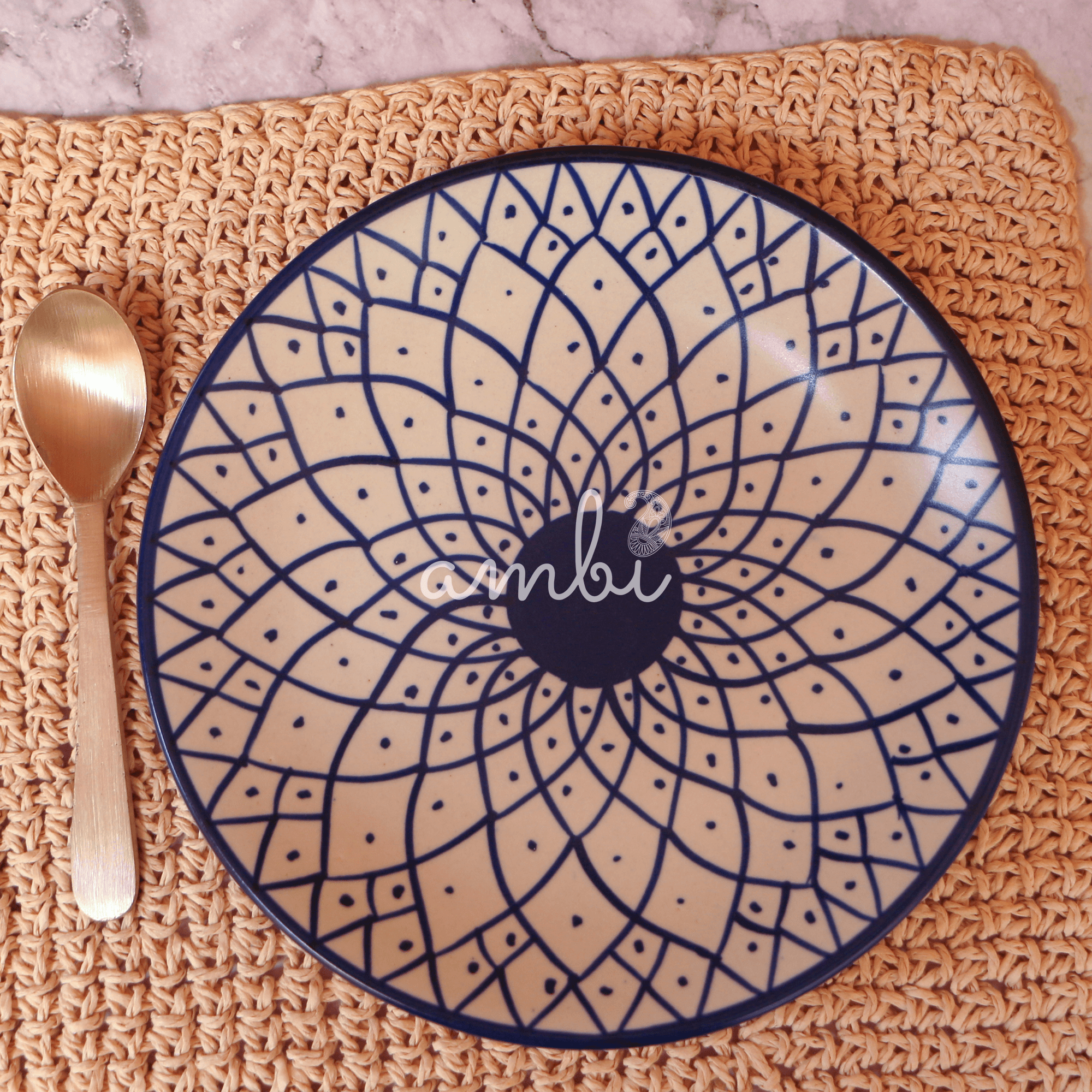 Ambi Stoneware Blue Decal Small Plate 7 inch