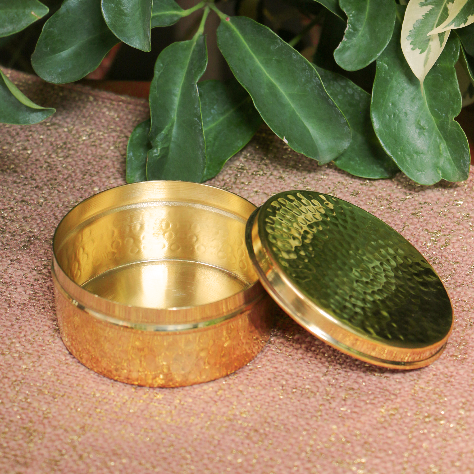 100% Brass Heavy Grade Storage Boxes / Laddu Boxes - Set of 3 boxes - Hammered Finish
