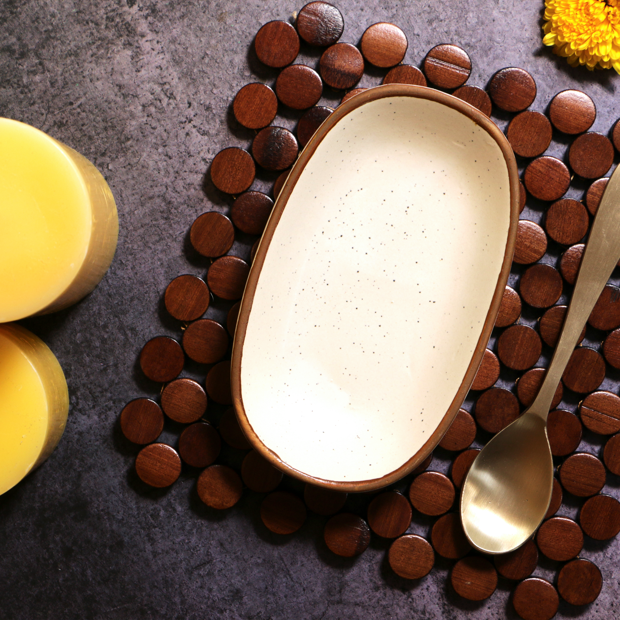 AMBI Handmade Stoneware British Style White Dessert Platter 6 inch I Microwave safe | Ideal for Gifting | Set of 2