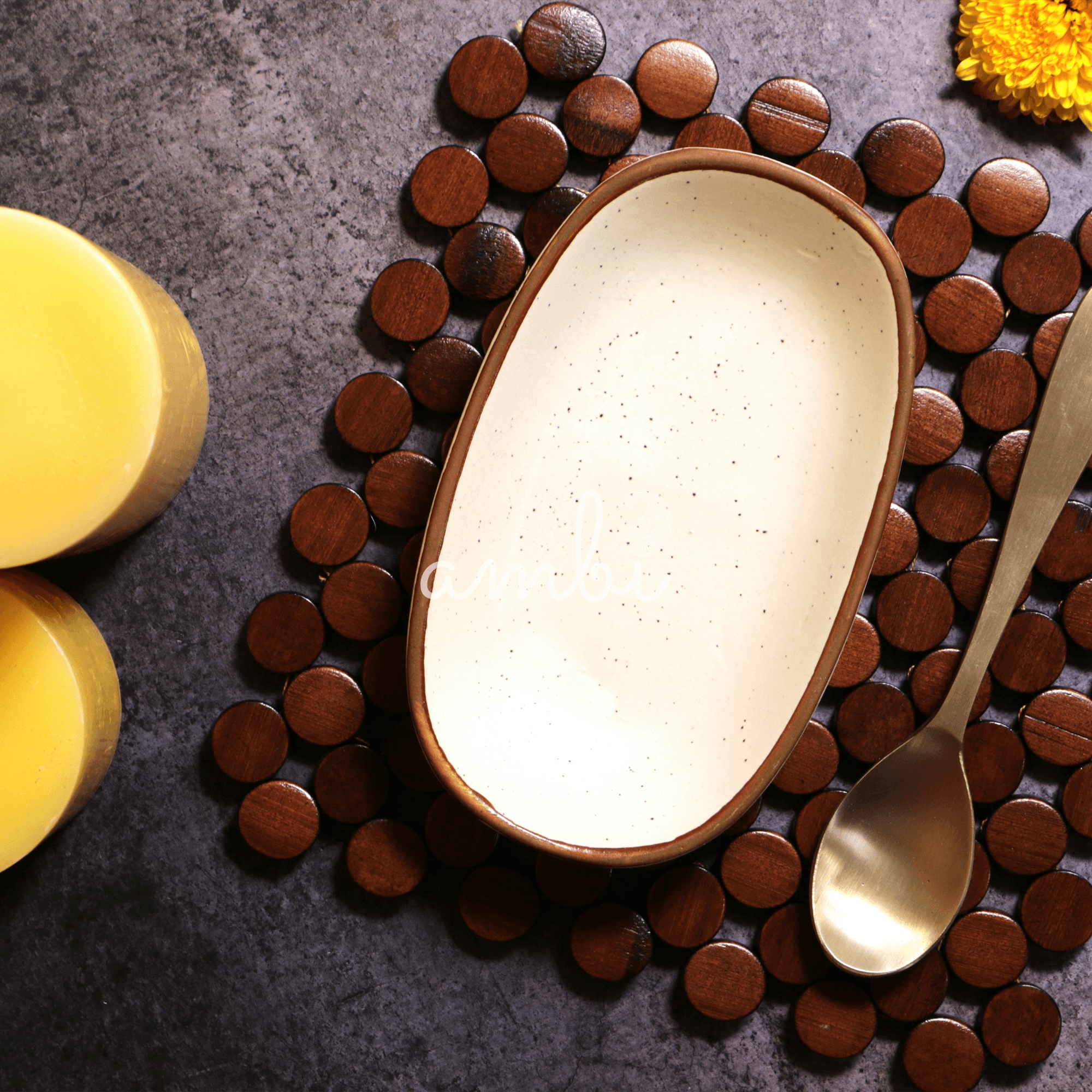 AMBI Handmade Stoneware British Style White Dessert Platter 6 inch I Microwave safe | Ideal for Gifting | Set of 2