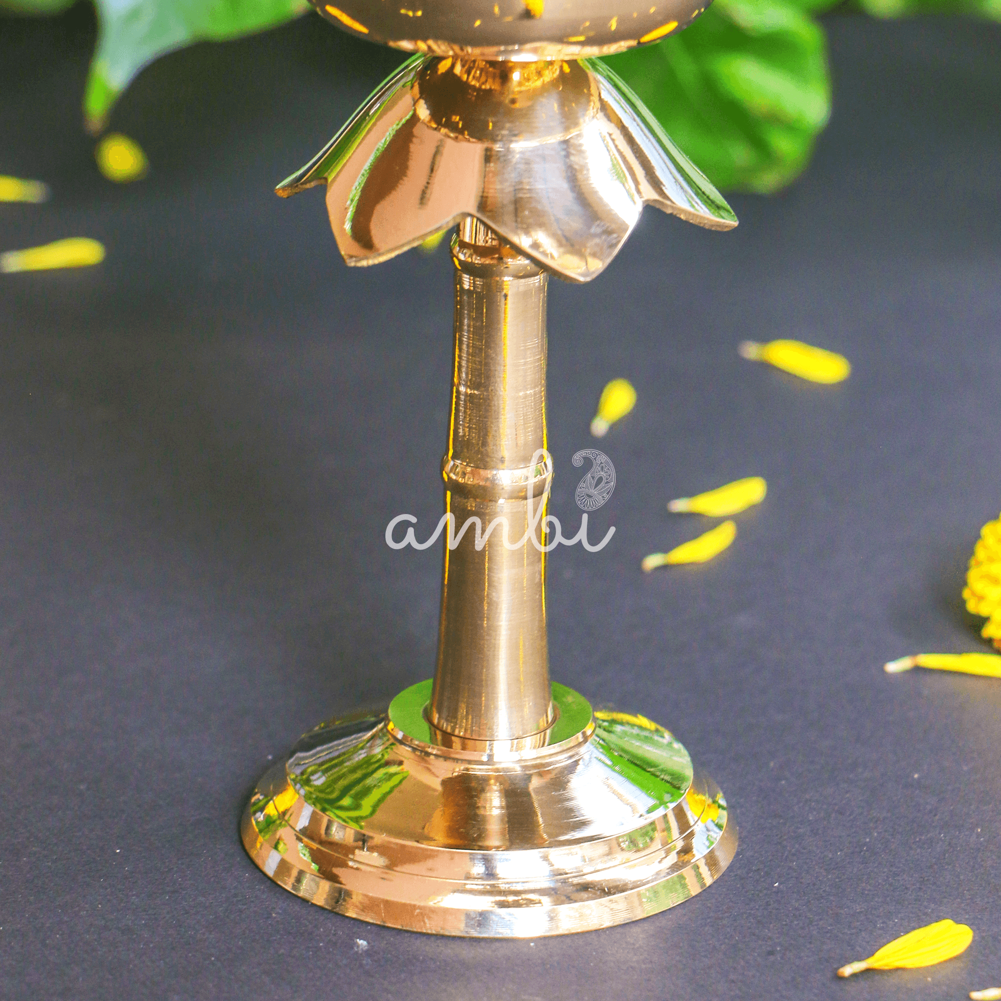 100% Pure Brass Pooja Deepam / Deepak - Kamal Lotus Nanda - Big Size