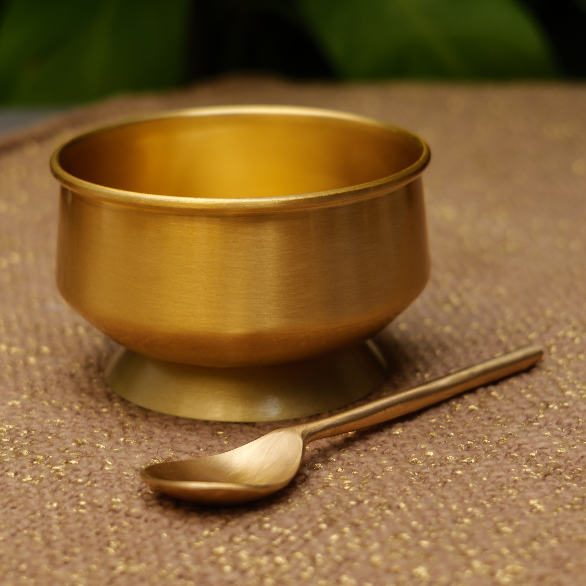 Ambi Pure Brass Dessert/ Icecream Bowl (with spoon) - Set of 2