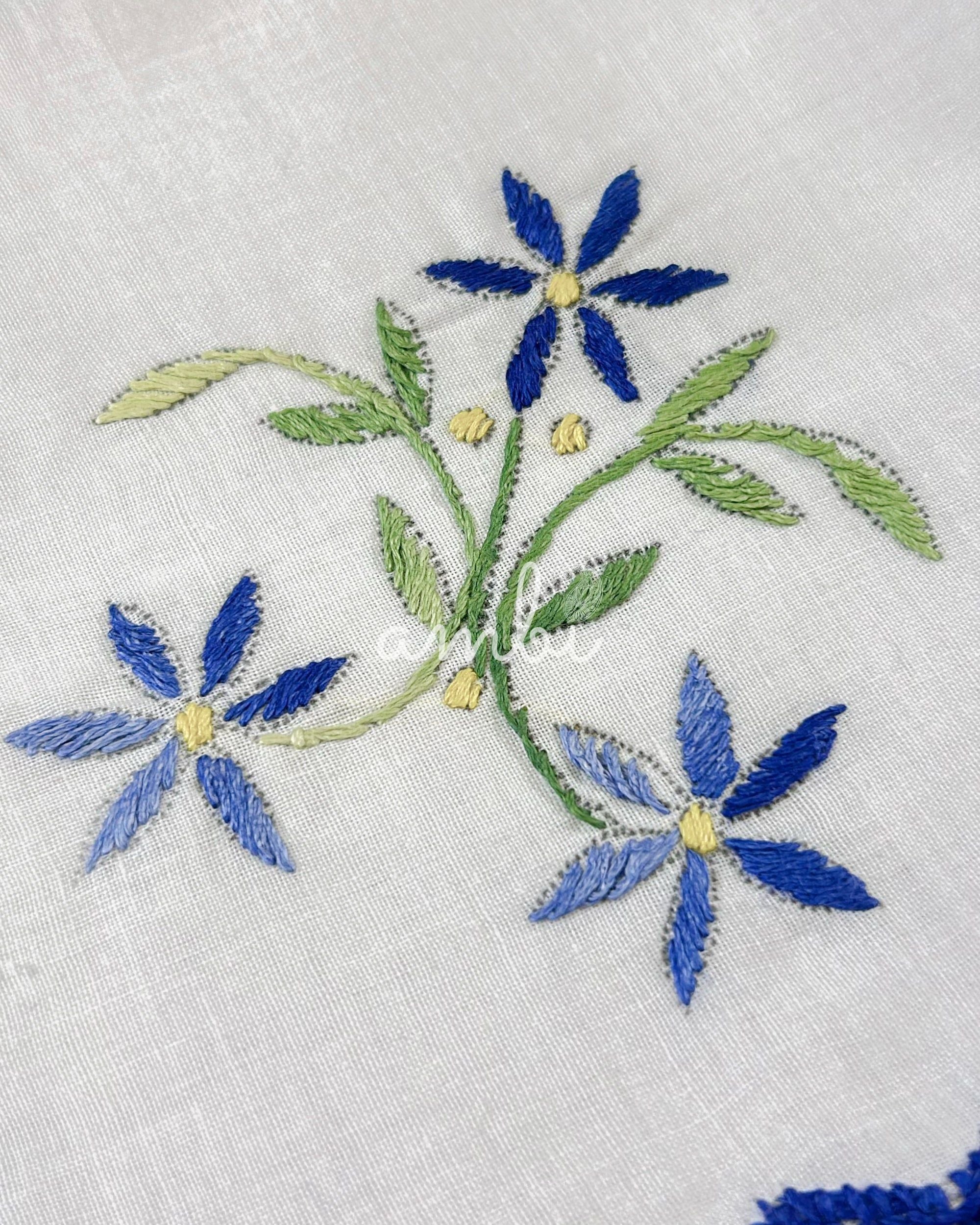 2026 Collection - Hand Embroidered Linen Napkins - Set of 6 - Green