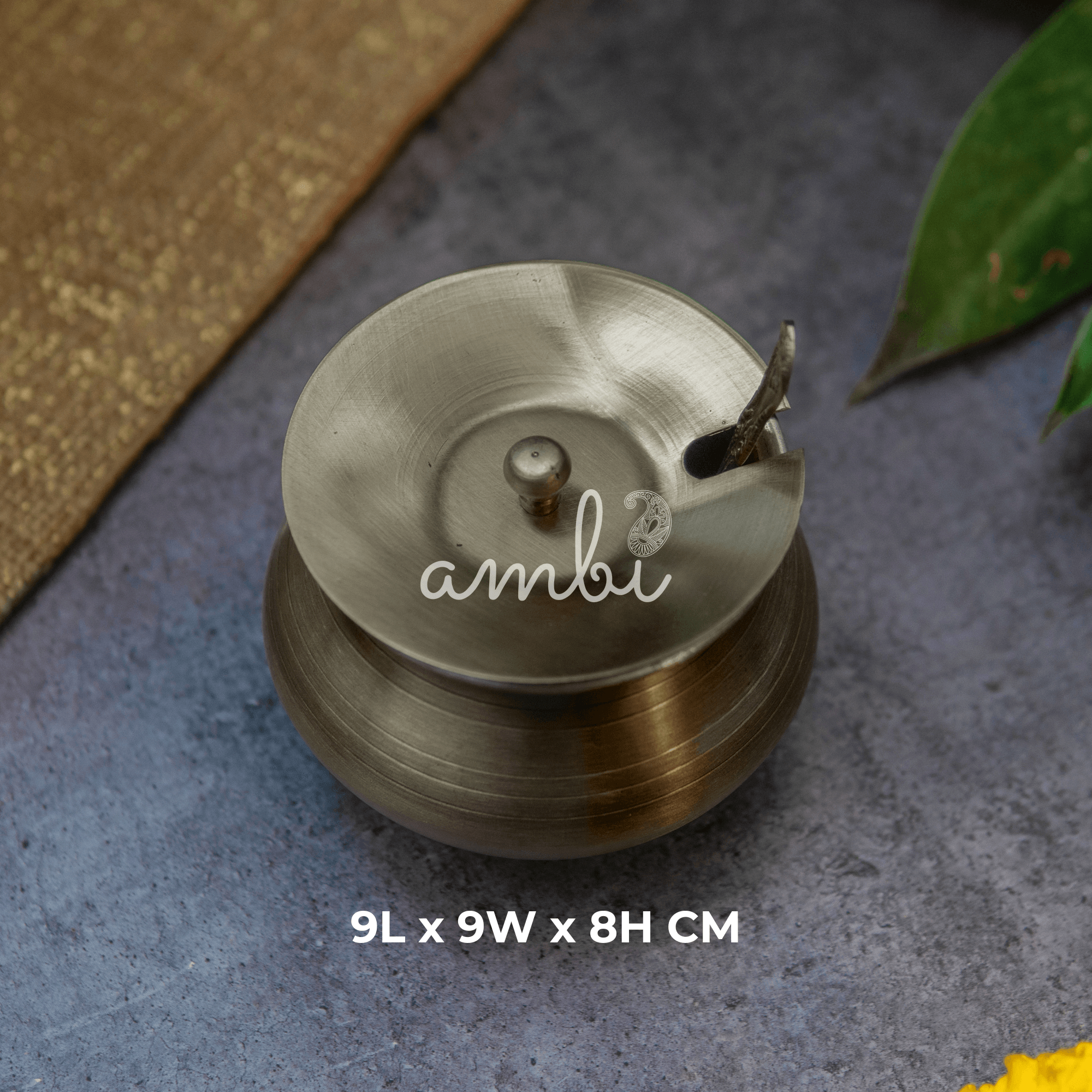 Pure Brass Ghee Pot (Matte) With Spoon - Vintage Finish Dark Brown 350 ml