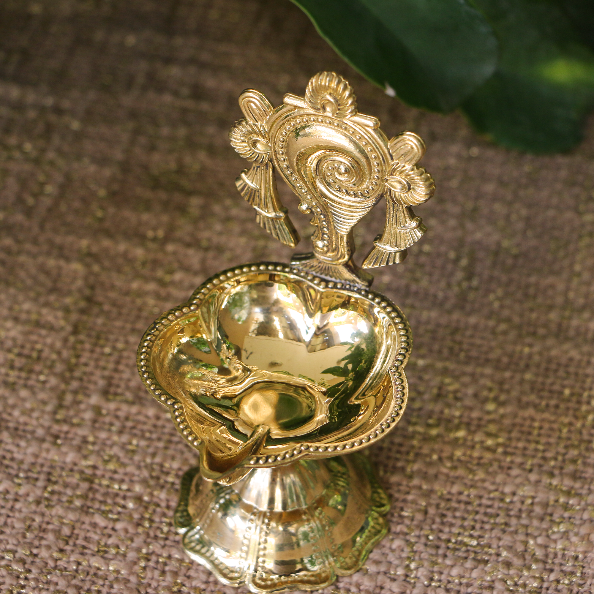 100% Pure Brass Shankha Deepam - Small