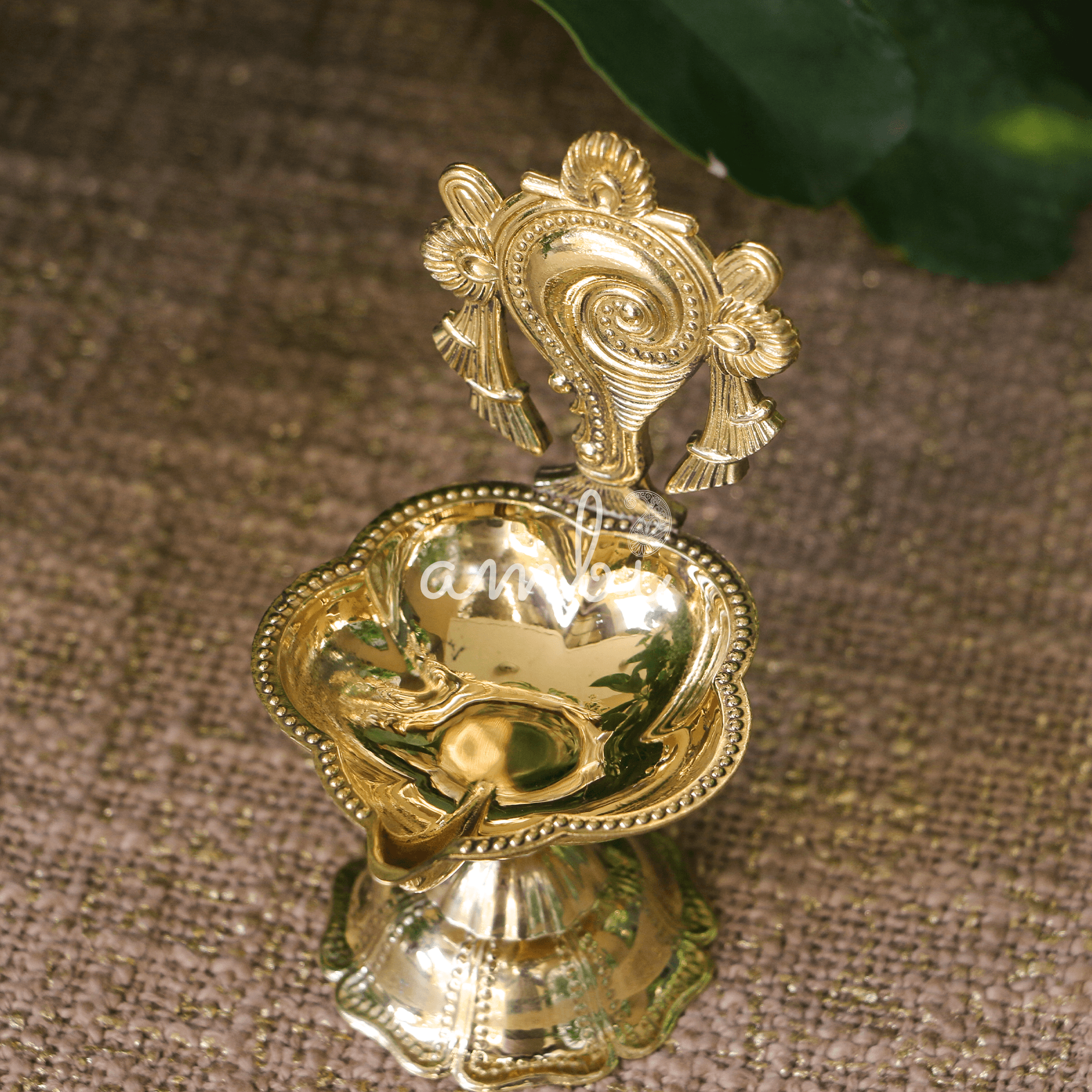 100% Pure Brass Shankha Deepam - Small