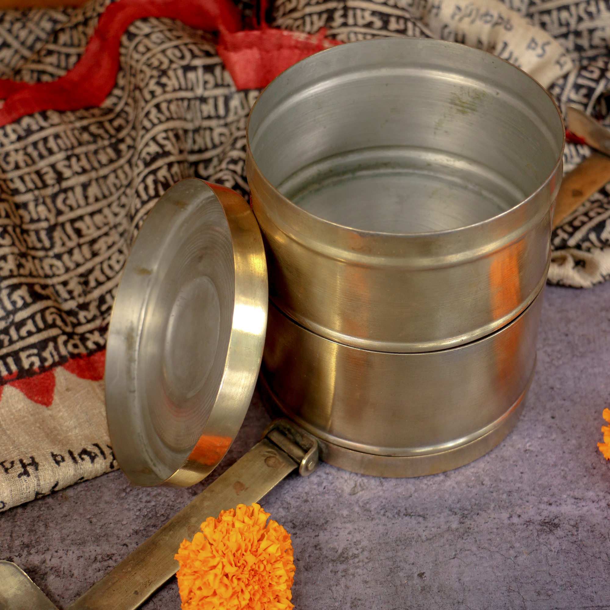 Ambi Vintage Pure Brass Heavy Duty Tiffin - 2 Tier