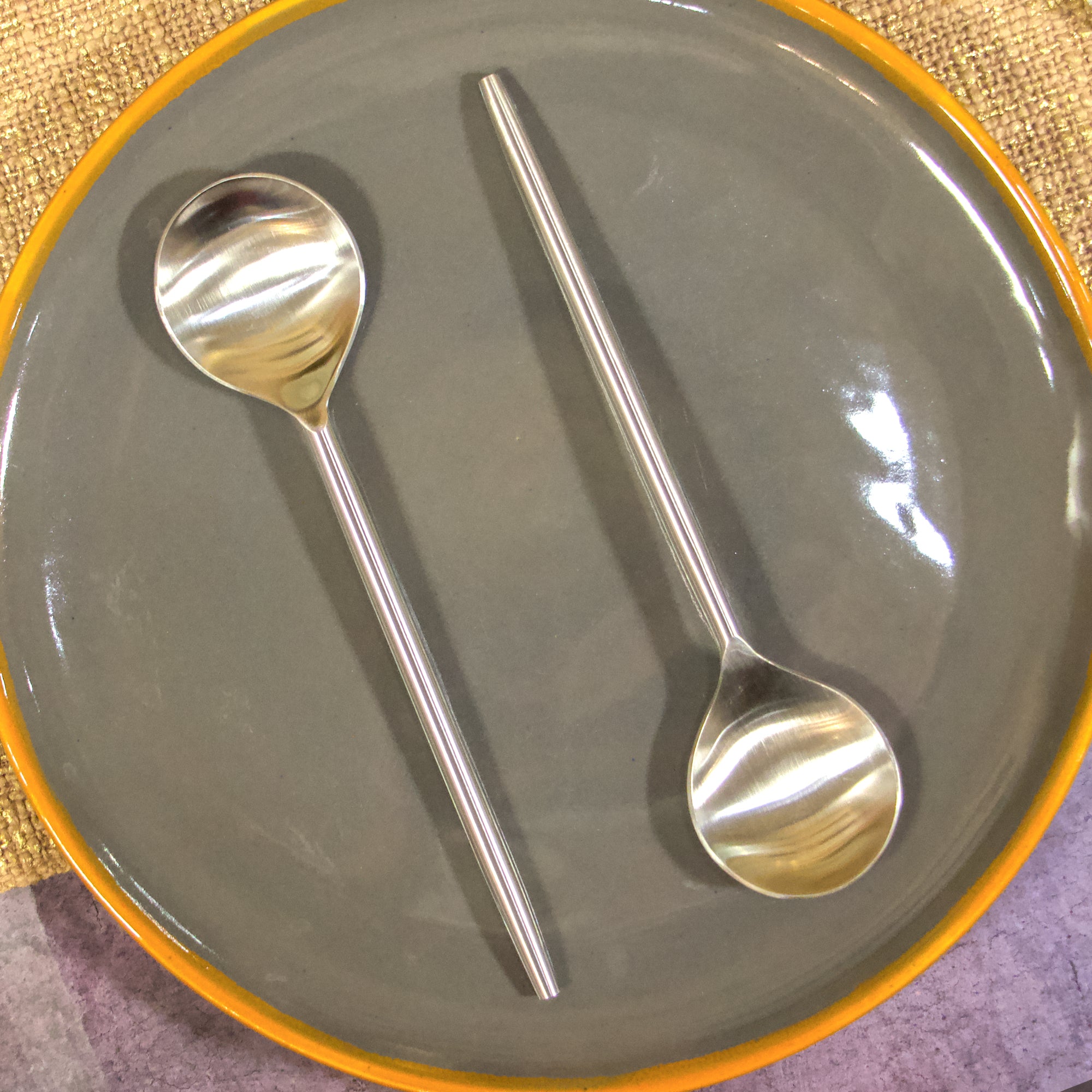 Handcrafted Steel Soup Spoons - Matt Finish