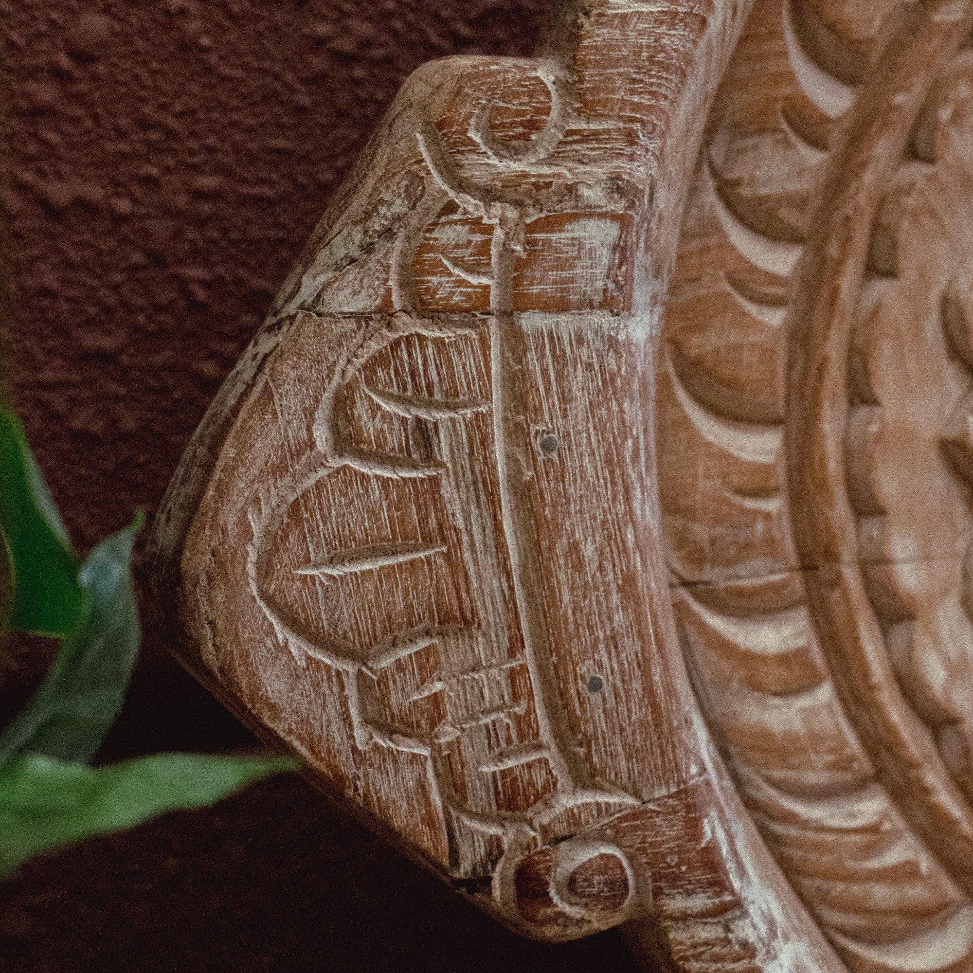 Vintage Wooden Parat - Heavy Base - Floral Pattern