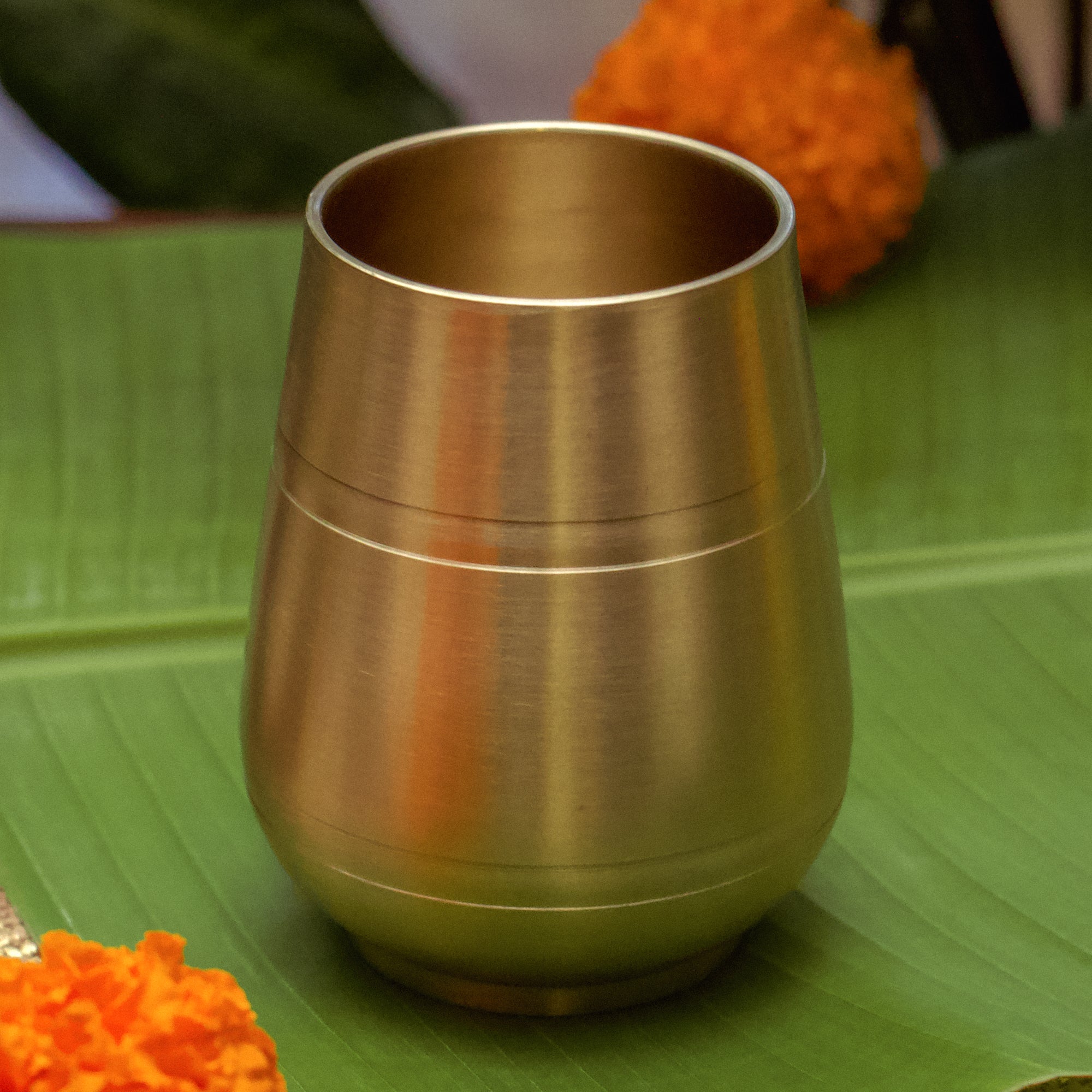 Ambi Heirloom Kansa Damru Glass 330 ML – Large Heritage Piece | 100% Lead-Free Bronze