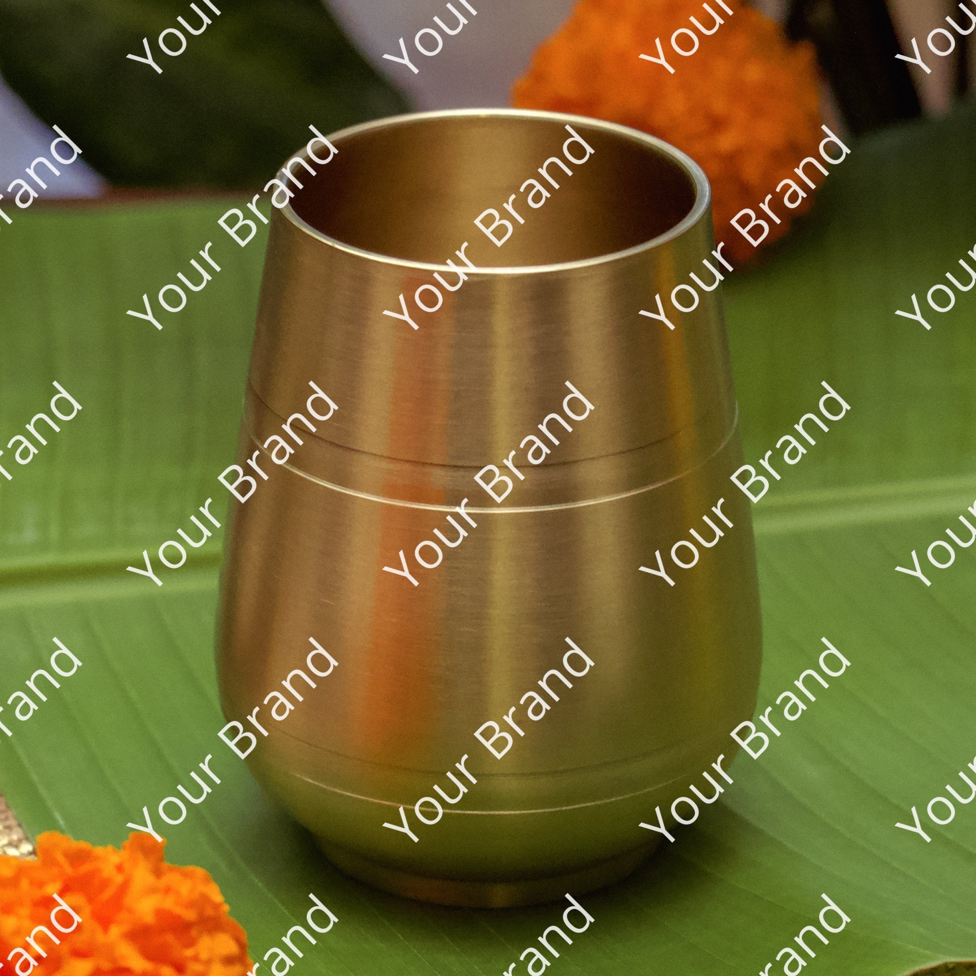 Ambi Heirloom Kansa Damru Glass 330 ML – Large Heritage Piece | 100% Lead-Free Bronze