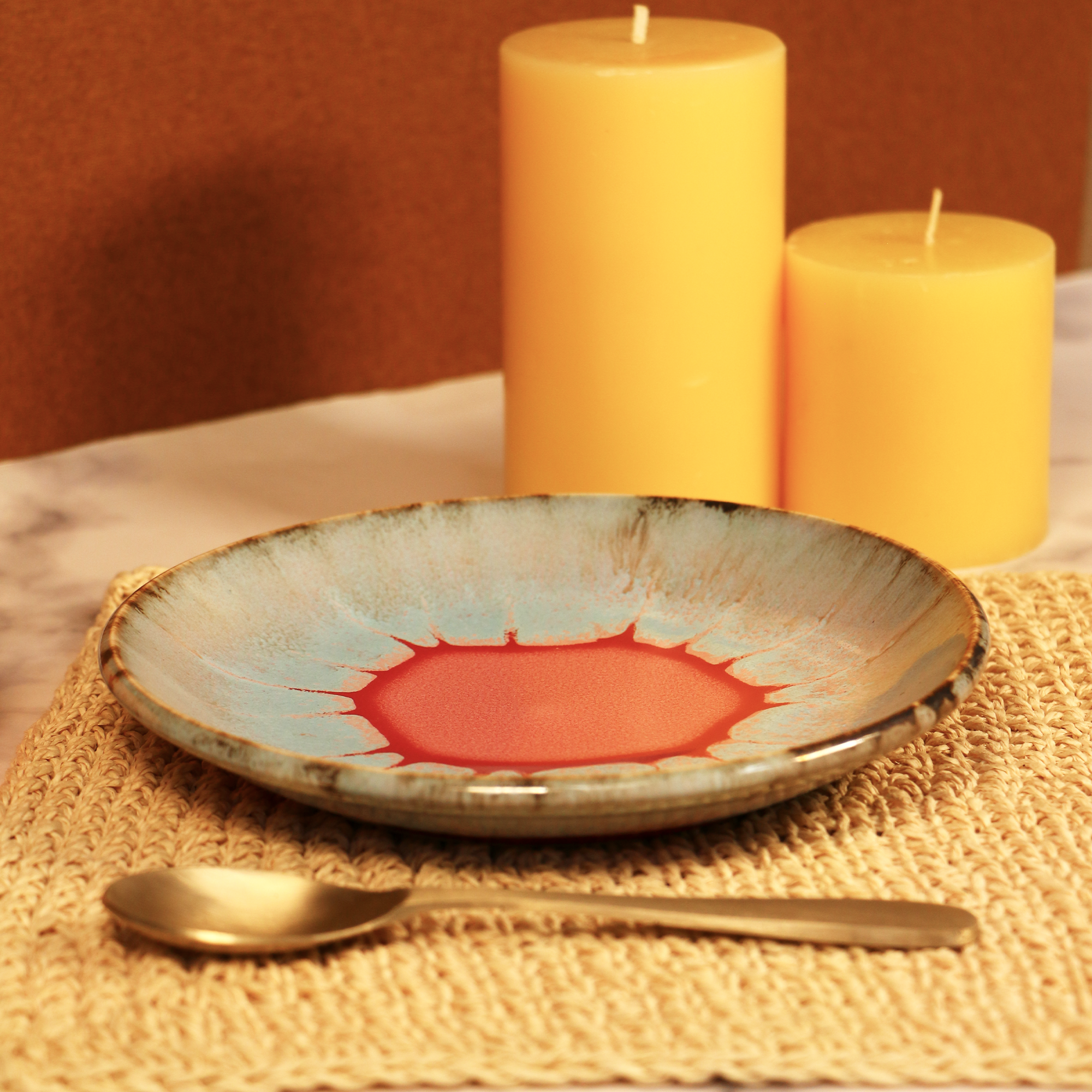 Handmade Art Red Dot Plate 8 inch
