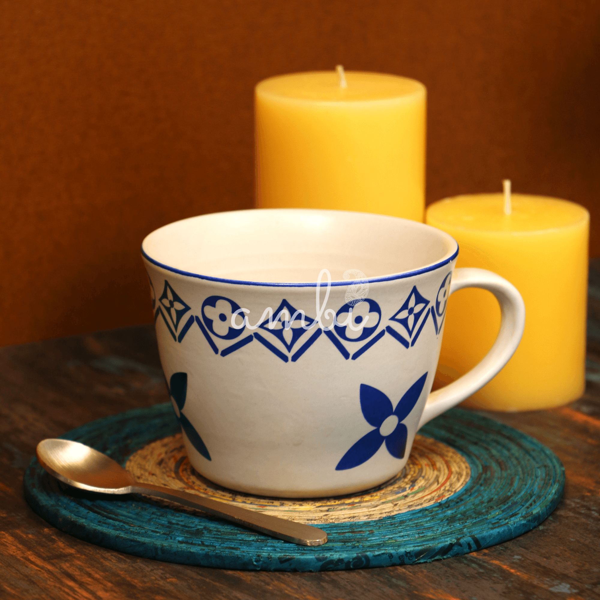 Handmade Ceramic Matte-Finish White Soup mug 500 ML