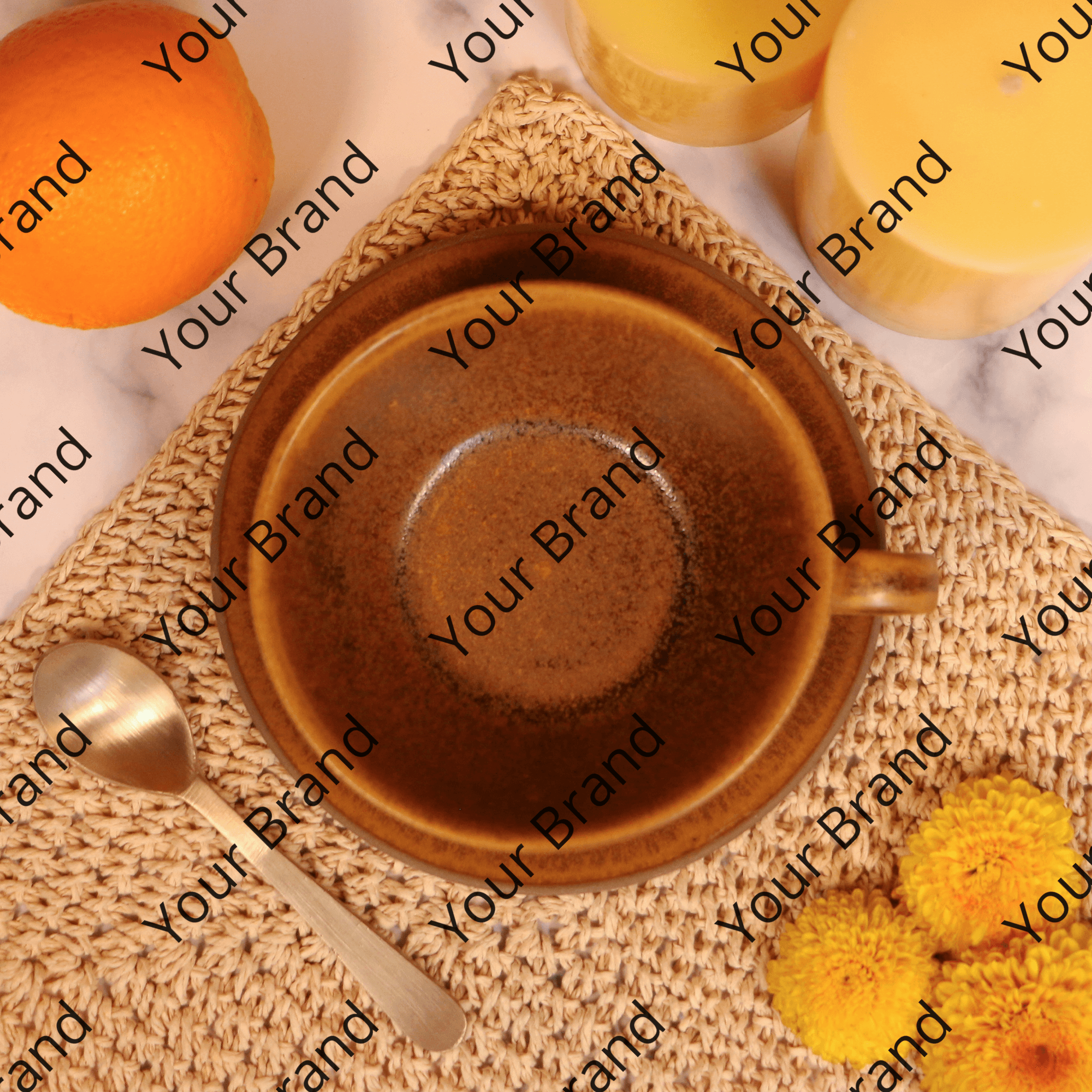 Handmade Ceramic brown Fig textured Cup and Saucer 300 ml