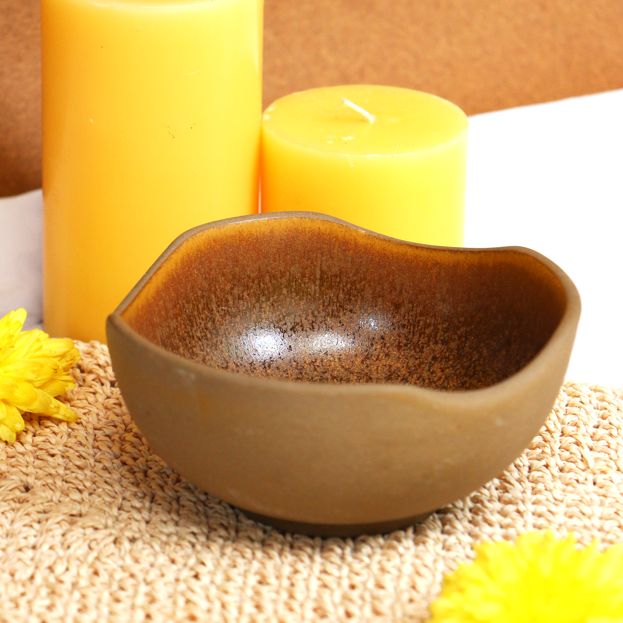 Ambi Handmade Stoneware Earthy Brown Glazed Medium Bowl | Set 2