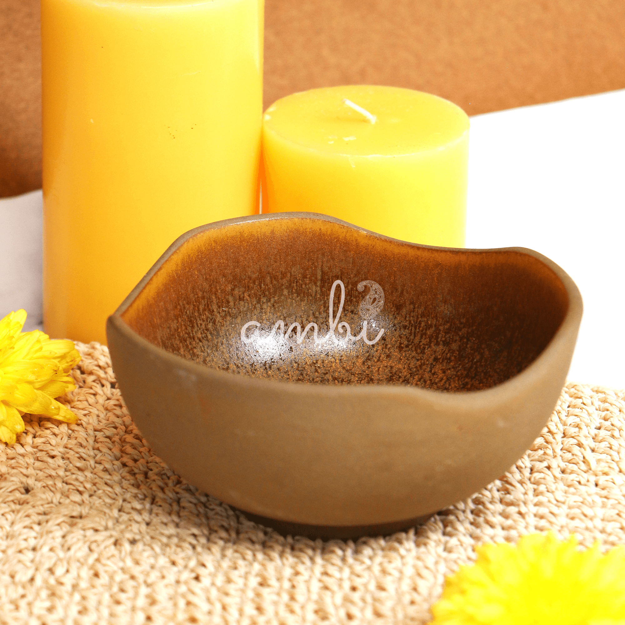Ambi Handmade Stoneware Earthy Brown Glazed Medium Bowl | Set 2