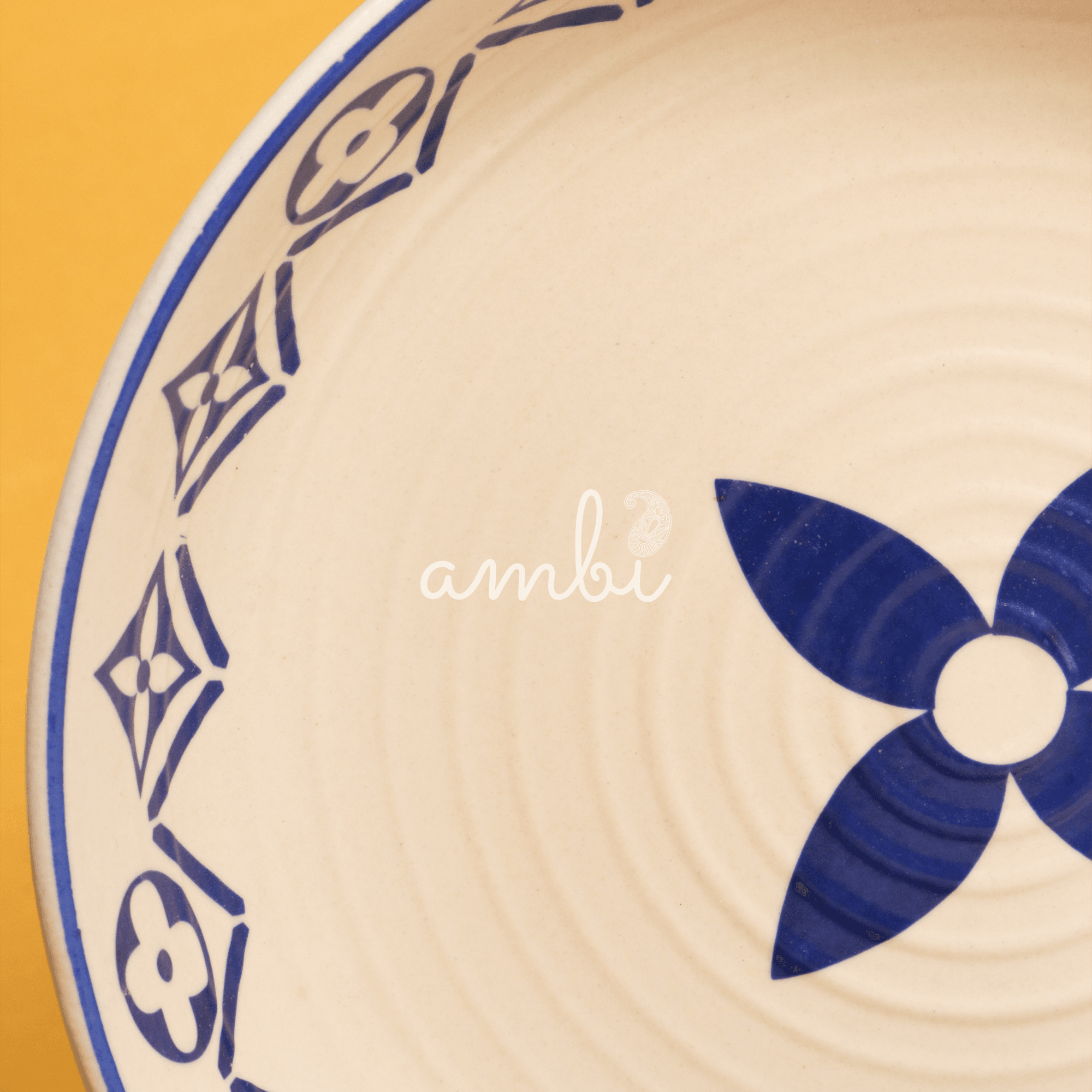Ambi Decal Blue Large Salad Bowl 9 inch