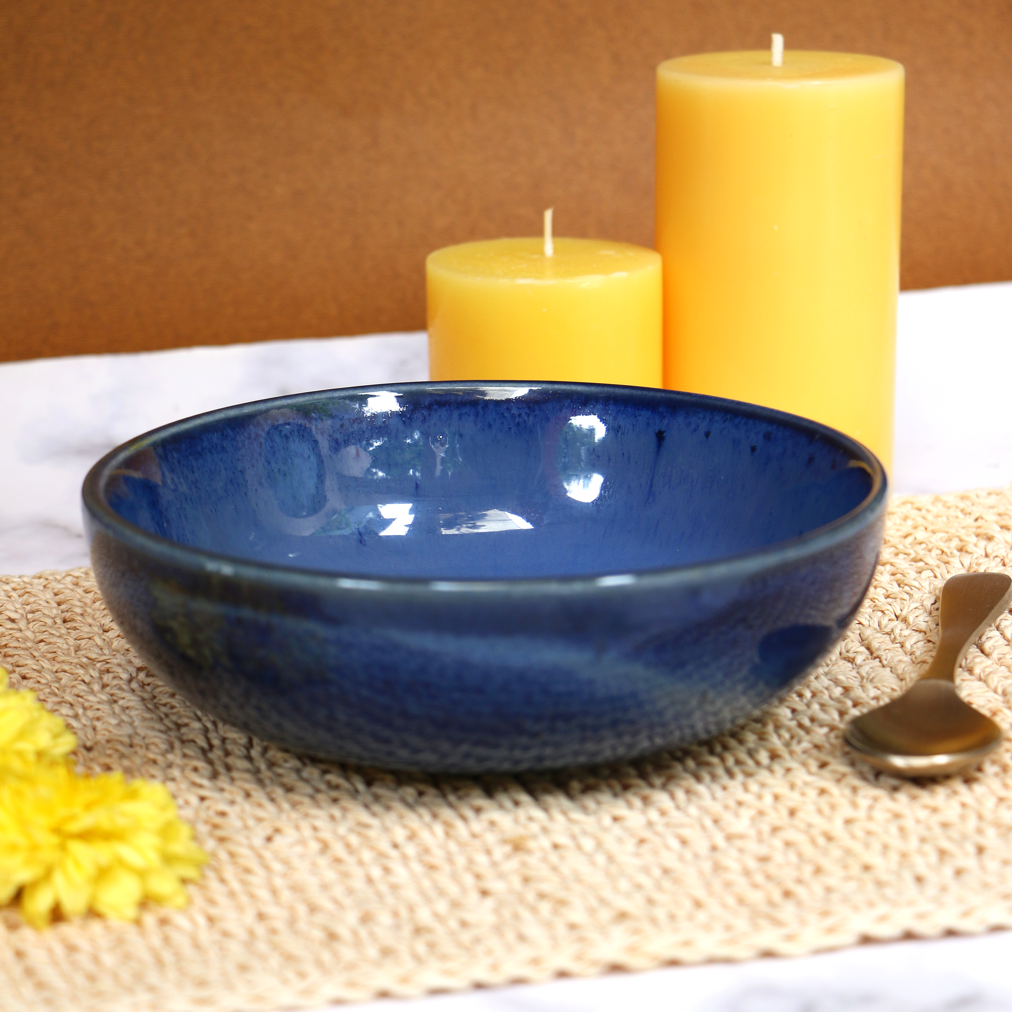 2026 - Ambi Handmade Glazed Midnight Blue Salad Bowl 6.5 inch