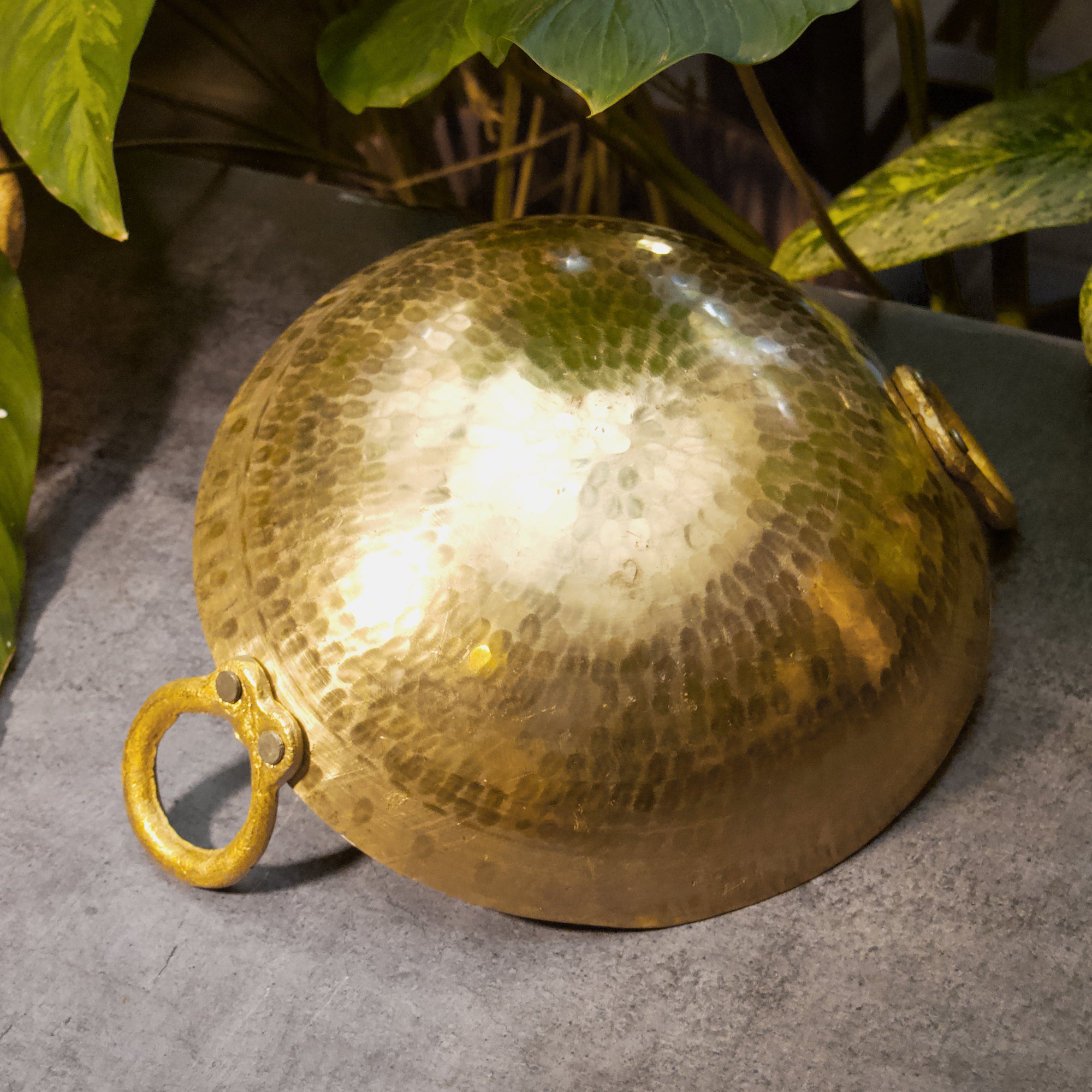 Pure Brass Traditional Hammered Kadhai / Kadai - 12 inches diameter