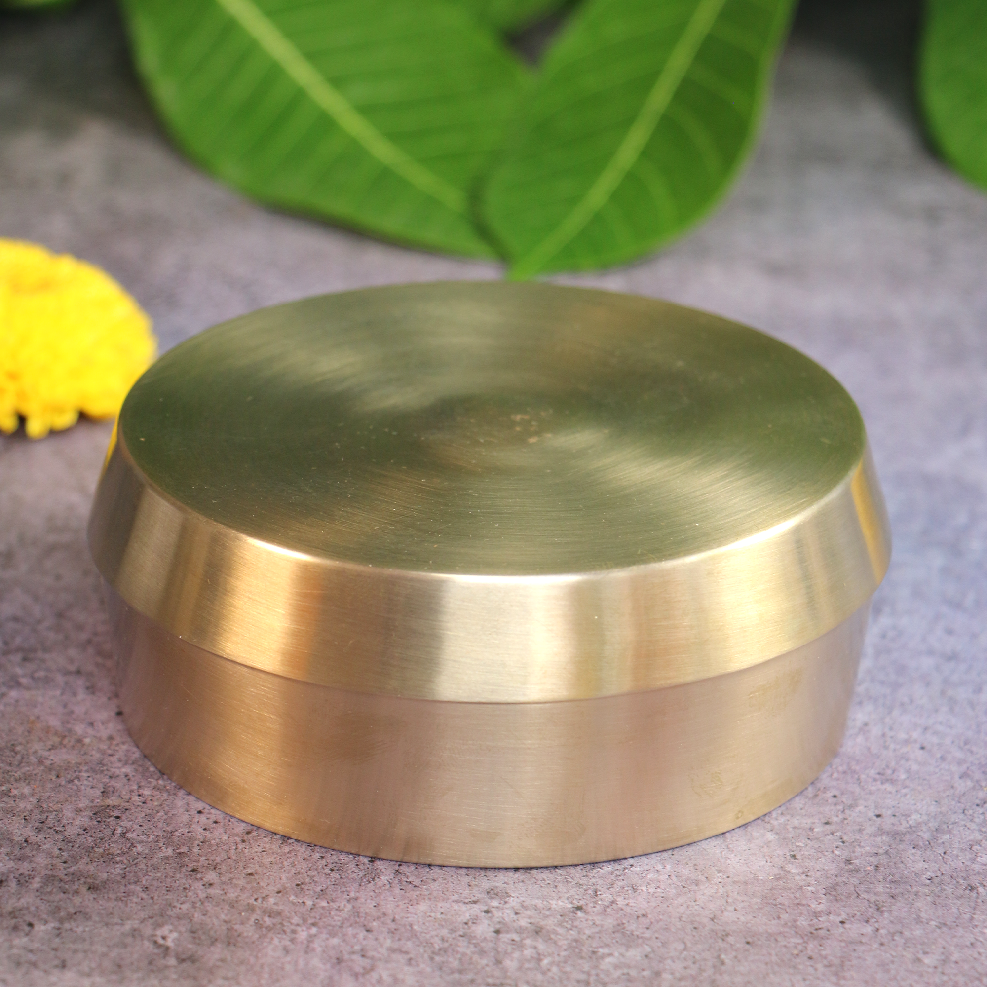 Ambi 100% Pure Lead Free Kansa Almond Soaking Box with Top Cover Lid - Medium