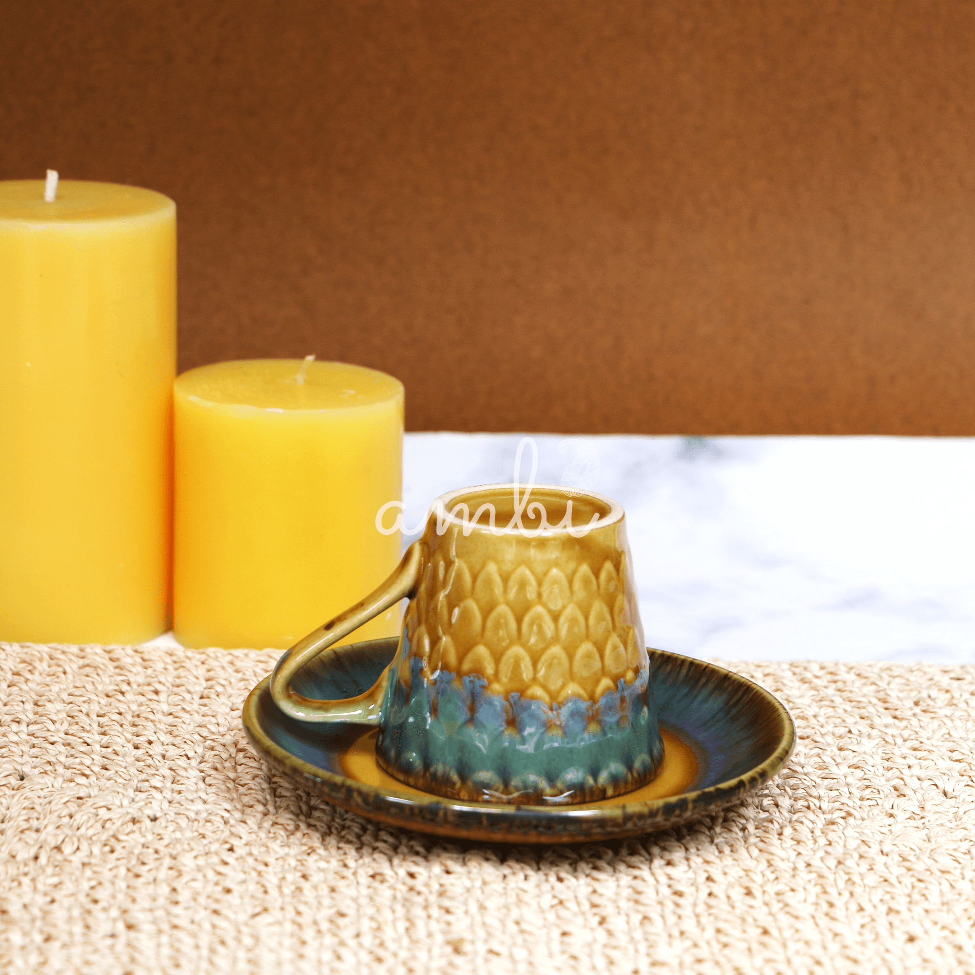 Handmade Mermaid Textured Cup and Saucer Set of 2 (150 ml each)