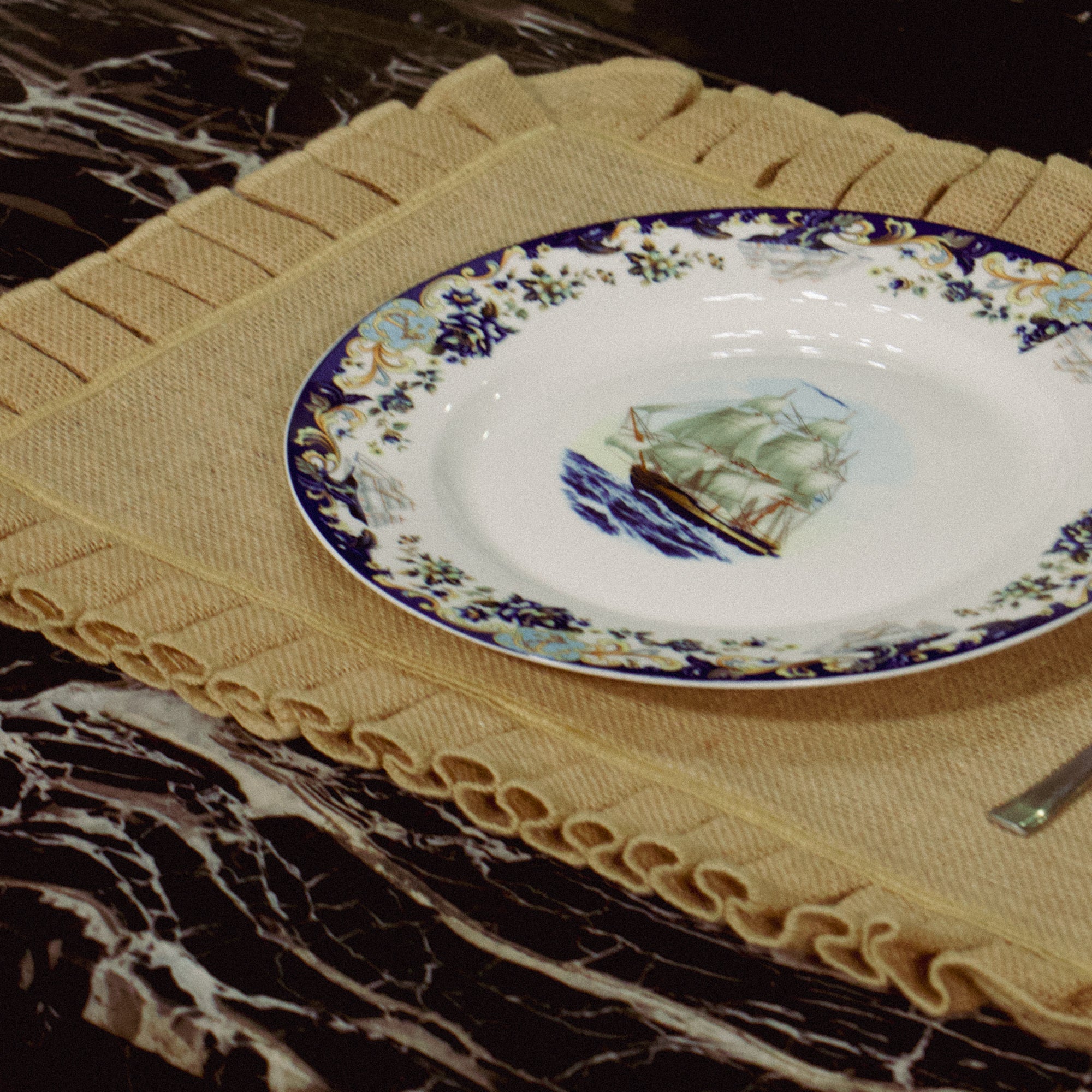 Diwali 2025 Handmade Jute Table Runner Set with 8 Table Mats with Loops