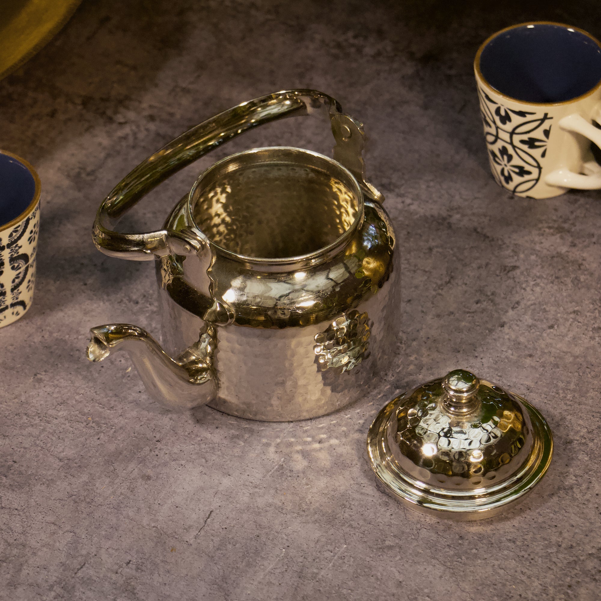 Silver Finish Pure Brass Kettle - 500 ML